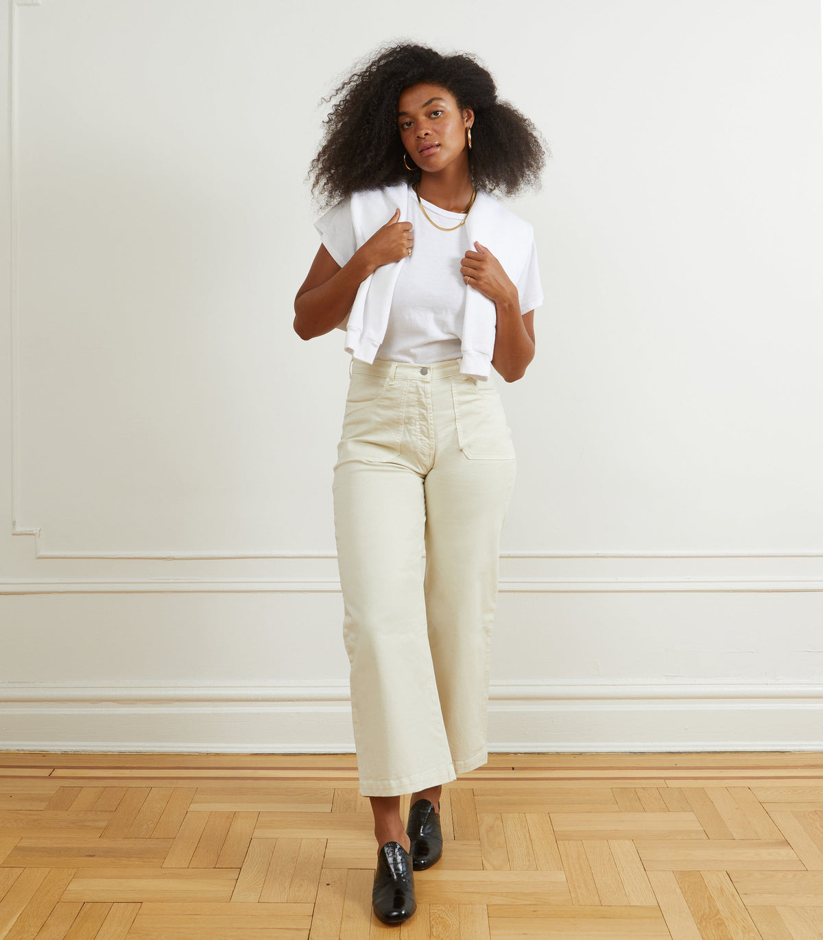 Loup - Simone Wide Crop Pants - Salt -