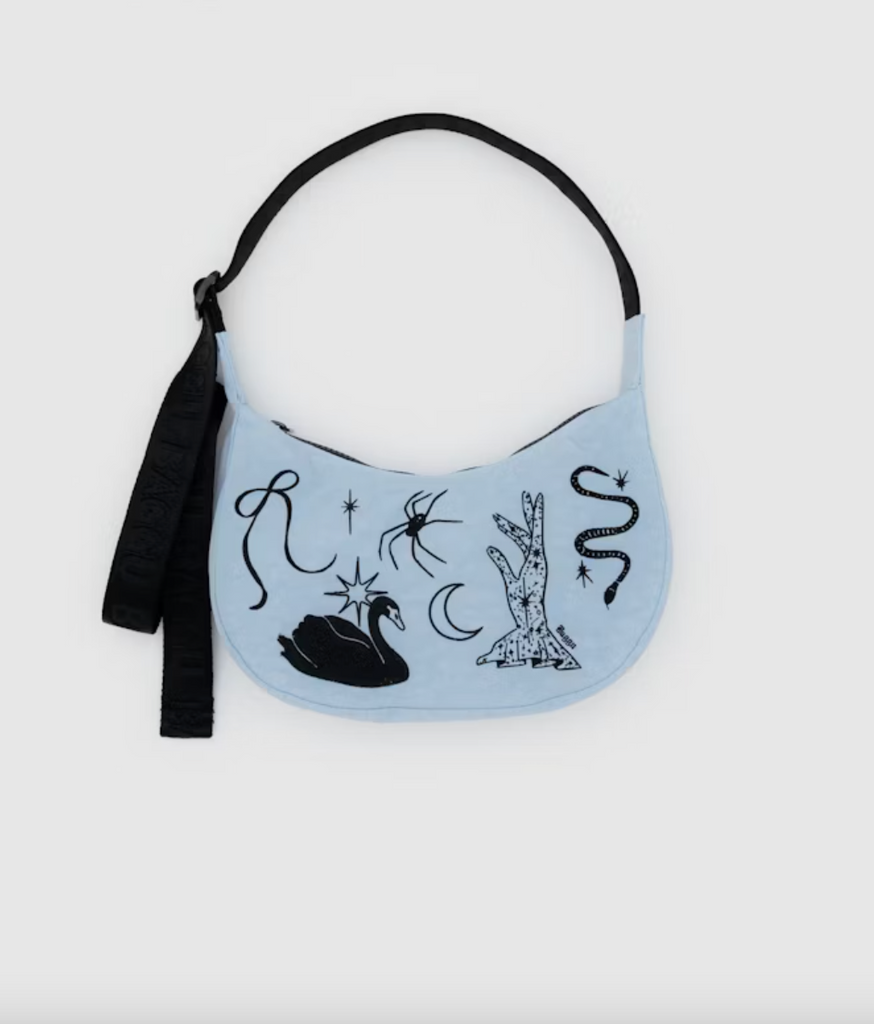 Baggu - Small Nylon Crescent Bag - Embroidered Ballet Icons -