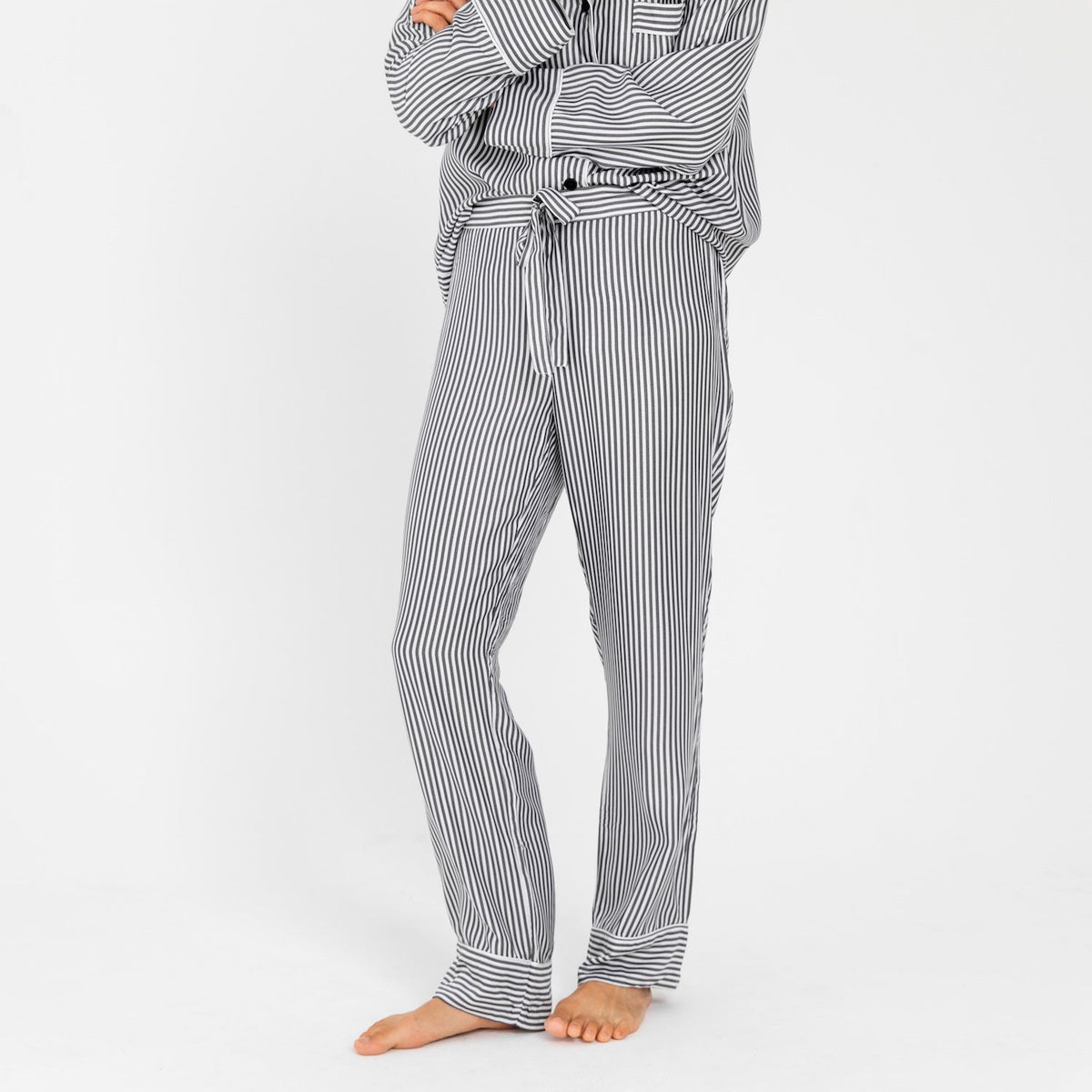 ettitude - Sateen PJ Pants - L Slate Stripes