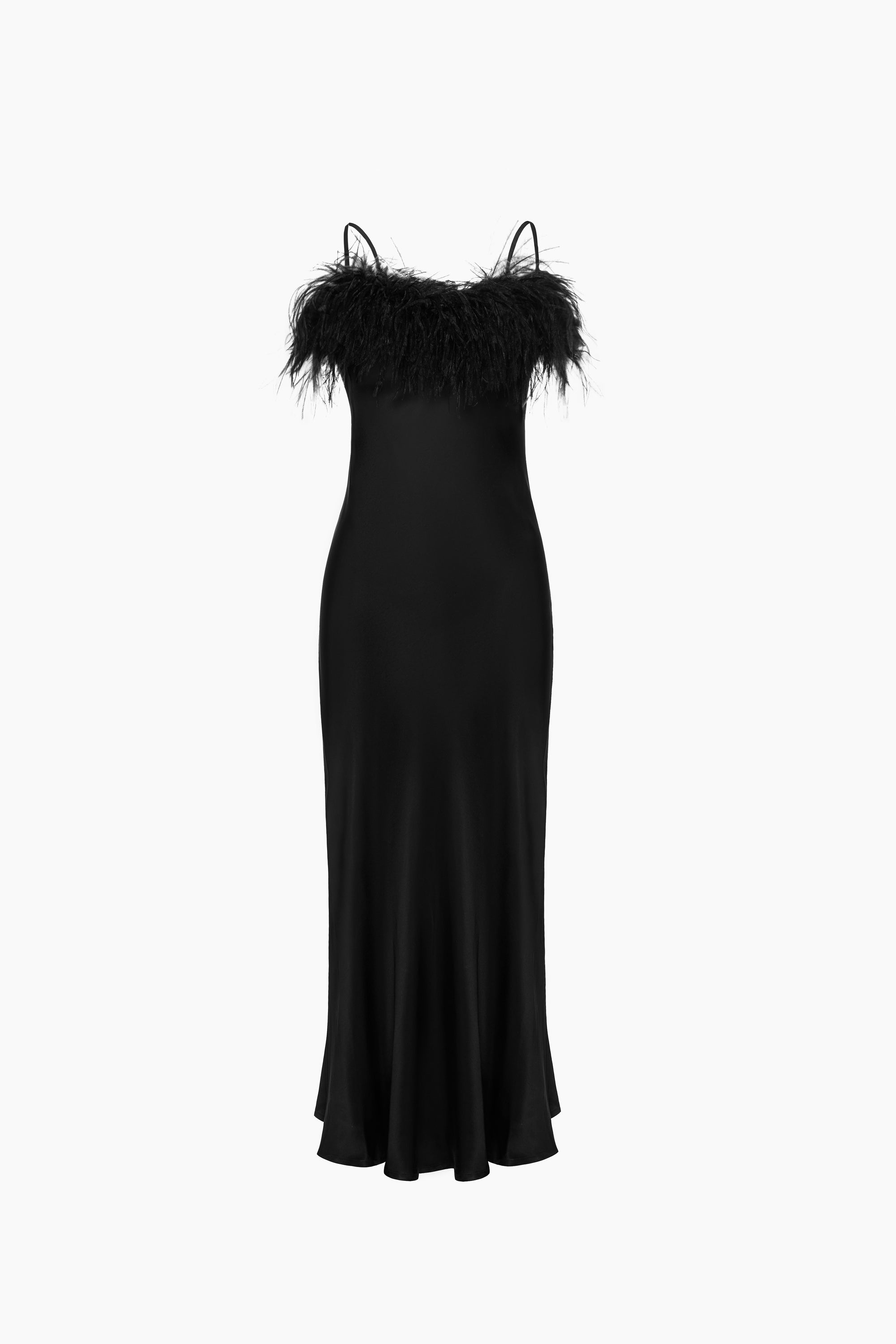 Sleeper - Boheme Slip Dress with Feathers - Black -