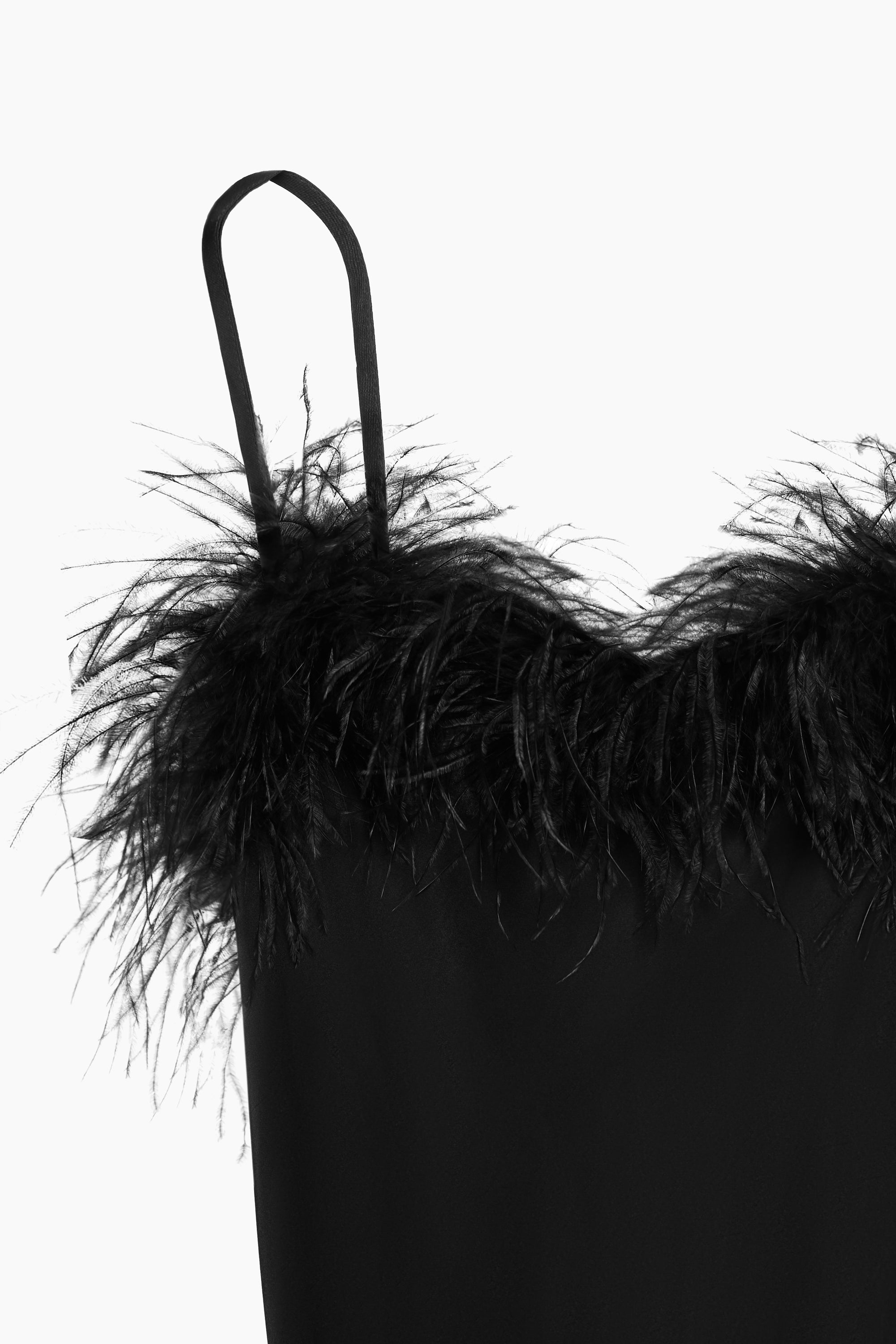 Sleeper - Boheme Slip Dress with Feathers - Black -