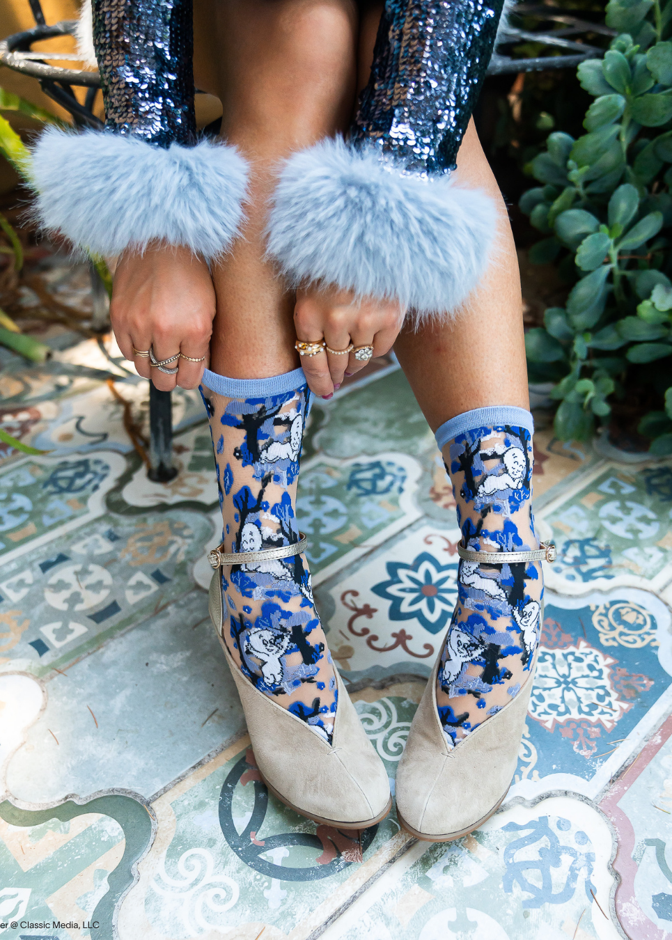 Sock Candy - Casper and Trees Sheer Crew Sock -