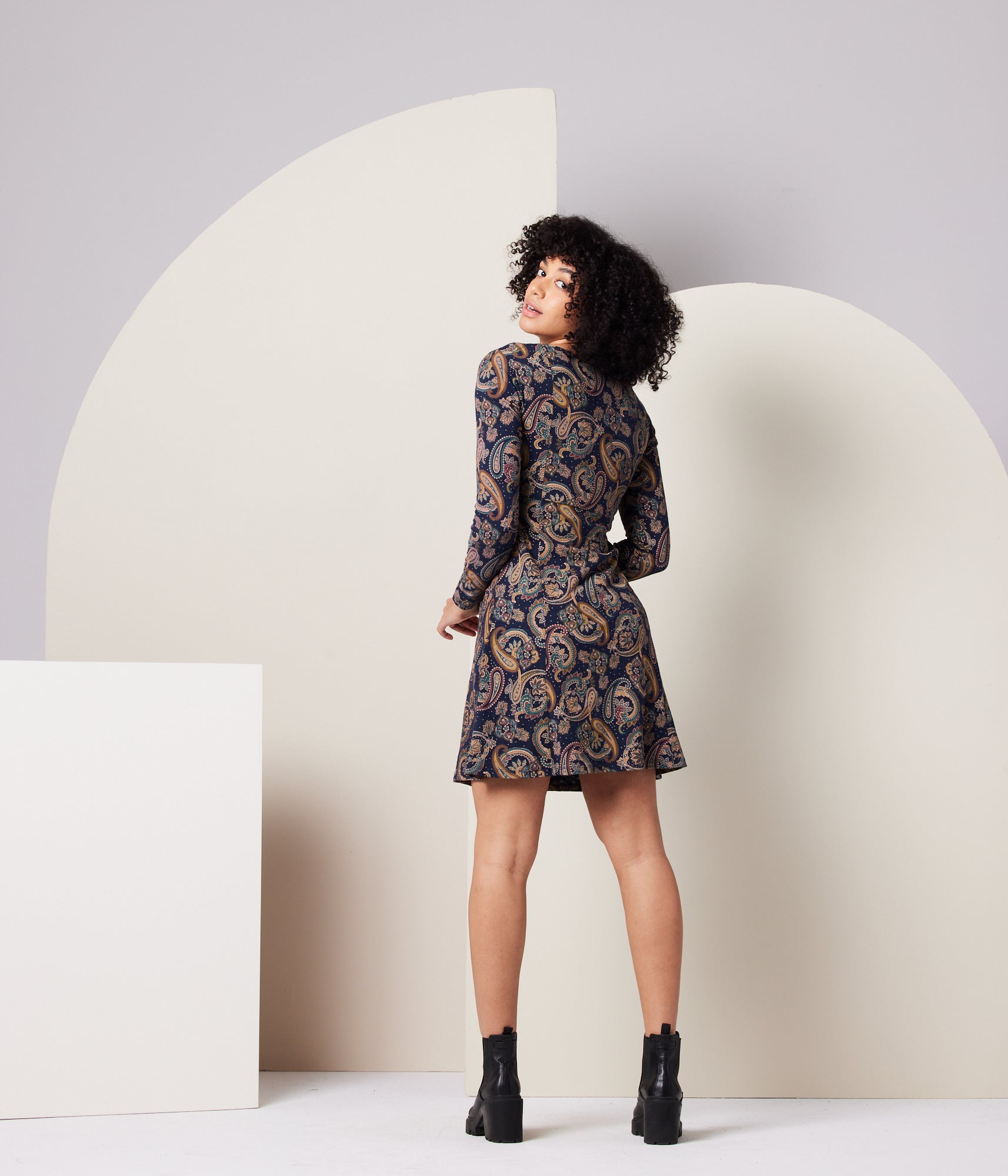 Known Supply - Sonnet Dress - Dark Blue Paisley -