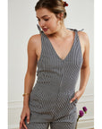 Slate Tie Strap Coveralls - Stripe