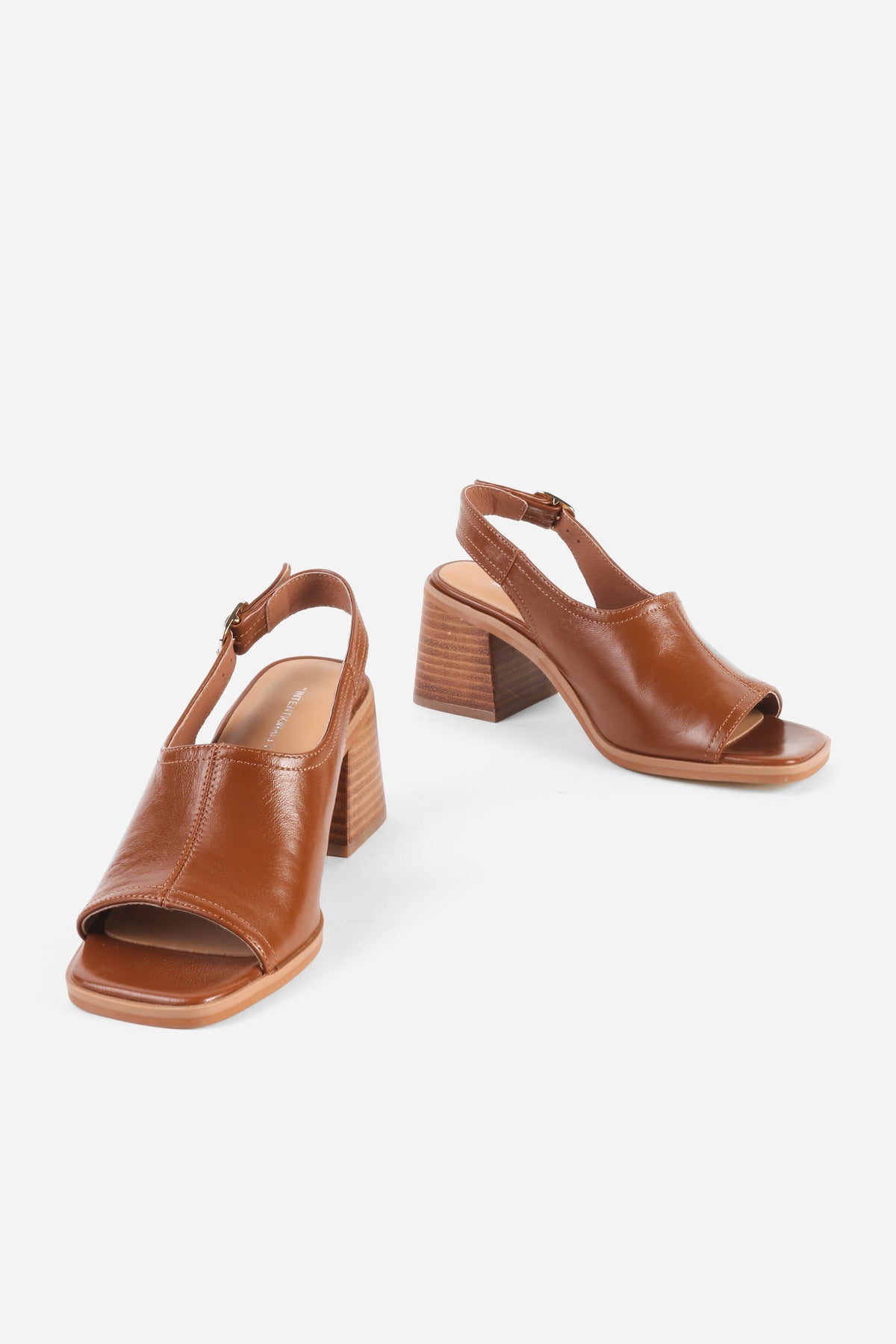 Intentionally Blank - Teresa Slingback Open Toe Block Heel - TAN LEATHER