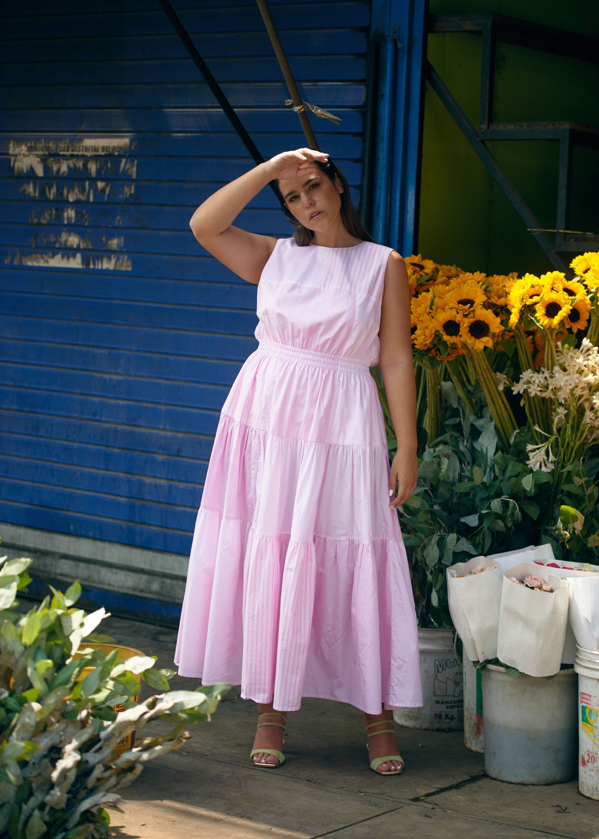 Loti - Teresa Midi Dress - Palo Rosa Patchwork -