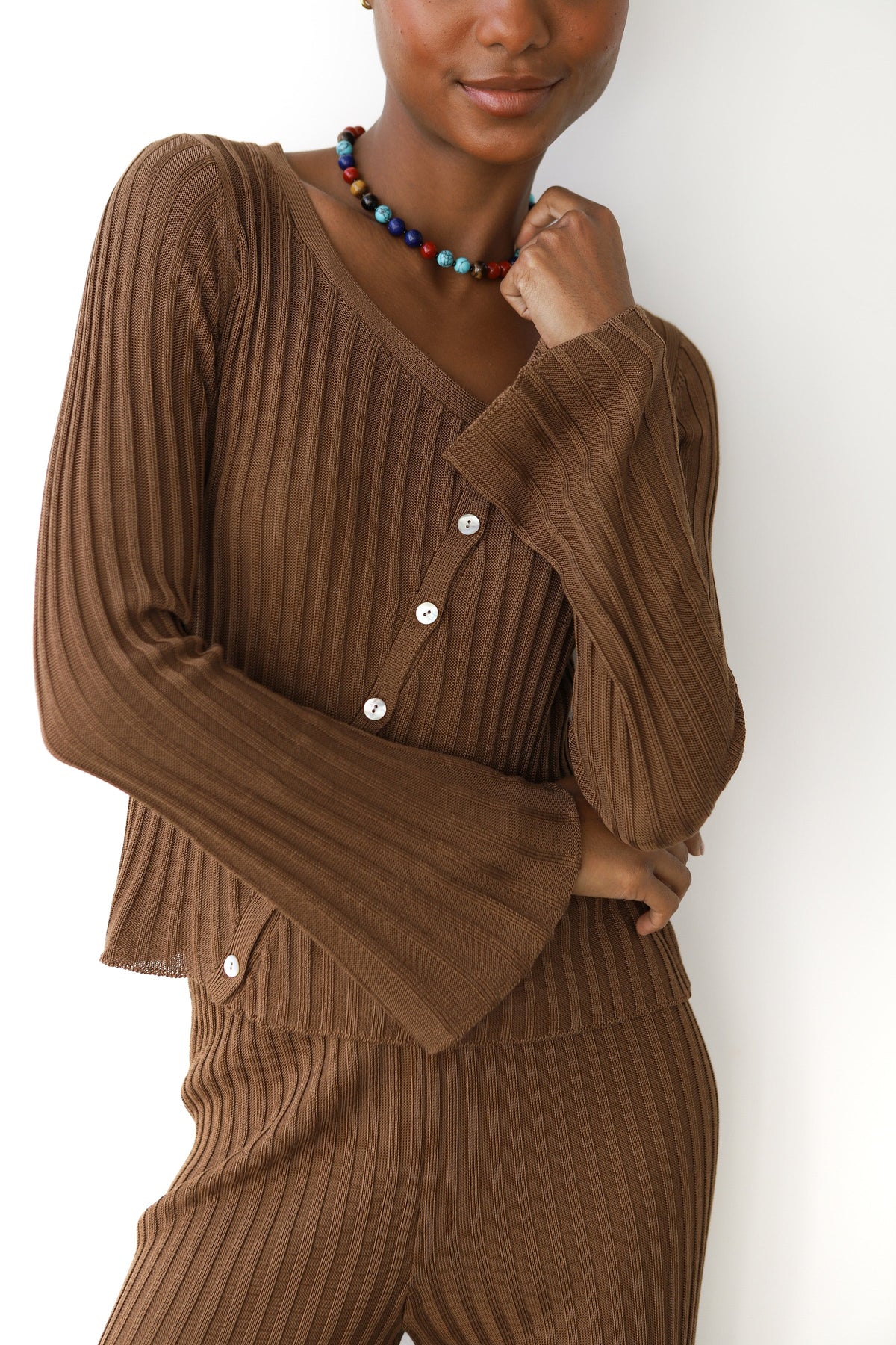 Theresa Ribbed Top - Chocolate