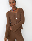 Theresa Ribbed Top - Chocolate