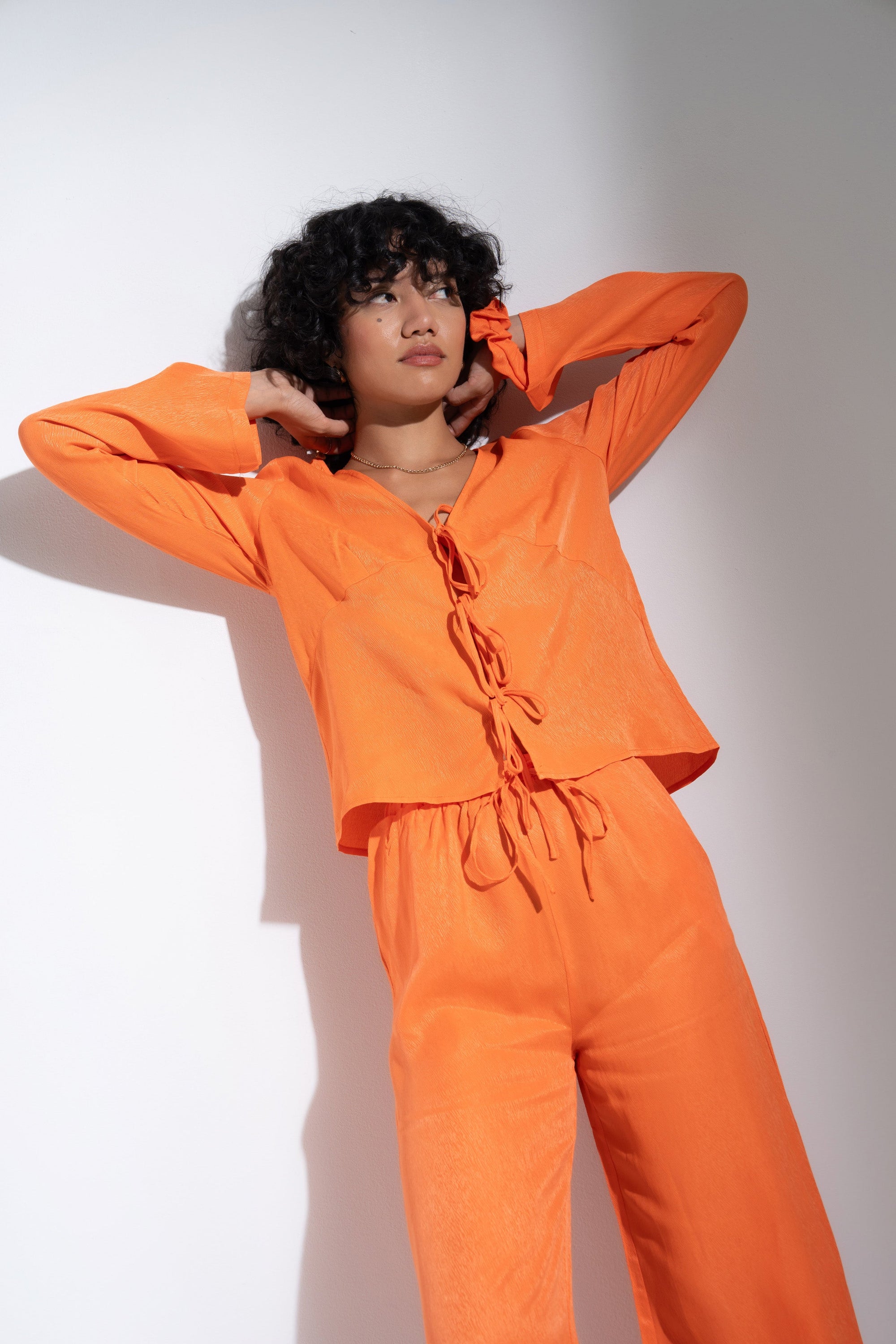 Be Idle - Tie Front Top - Tangerine -