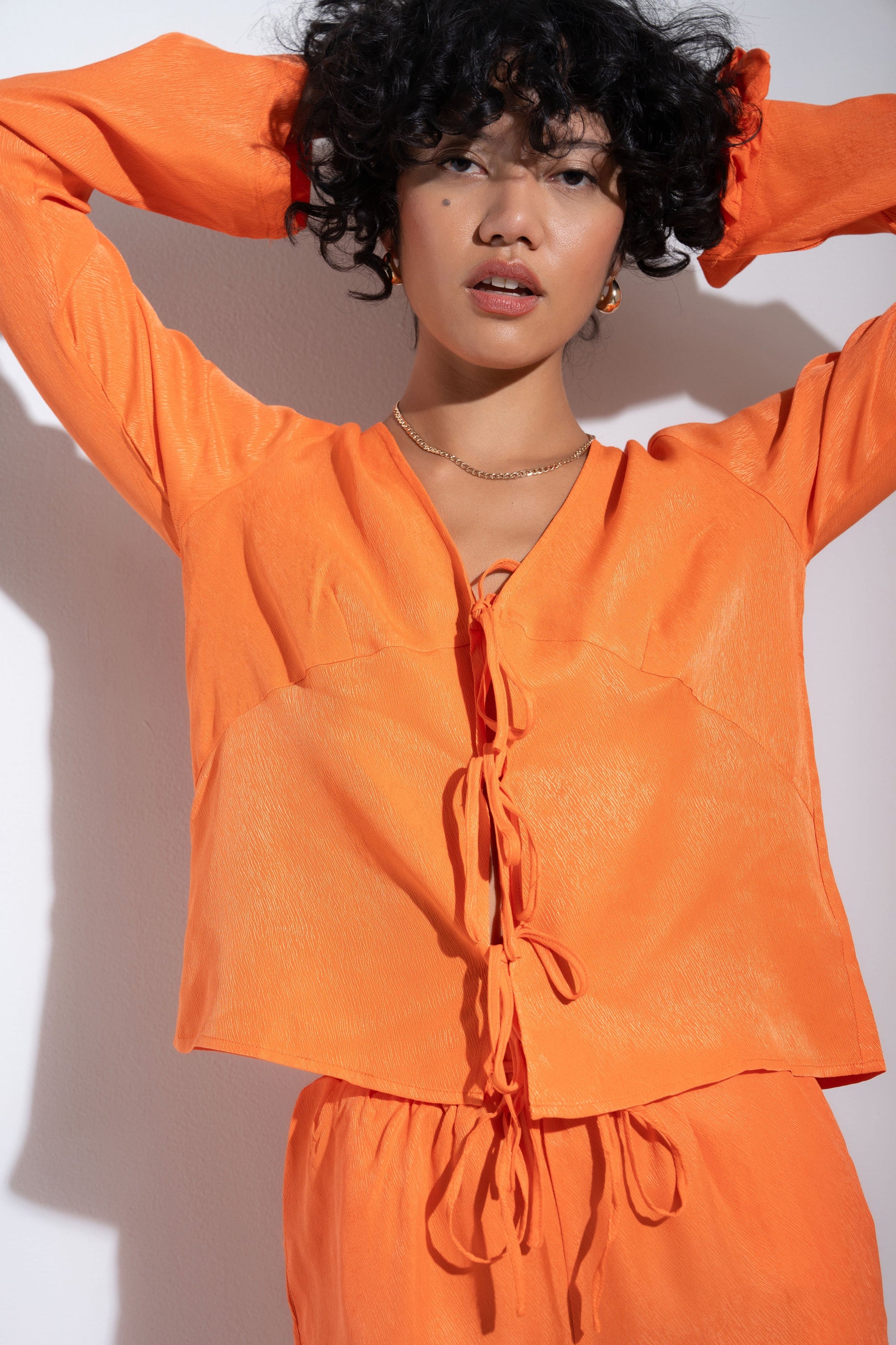 Be Idle - Tie Front Top - Tangerine -