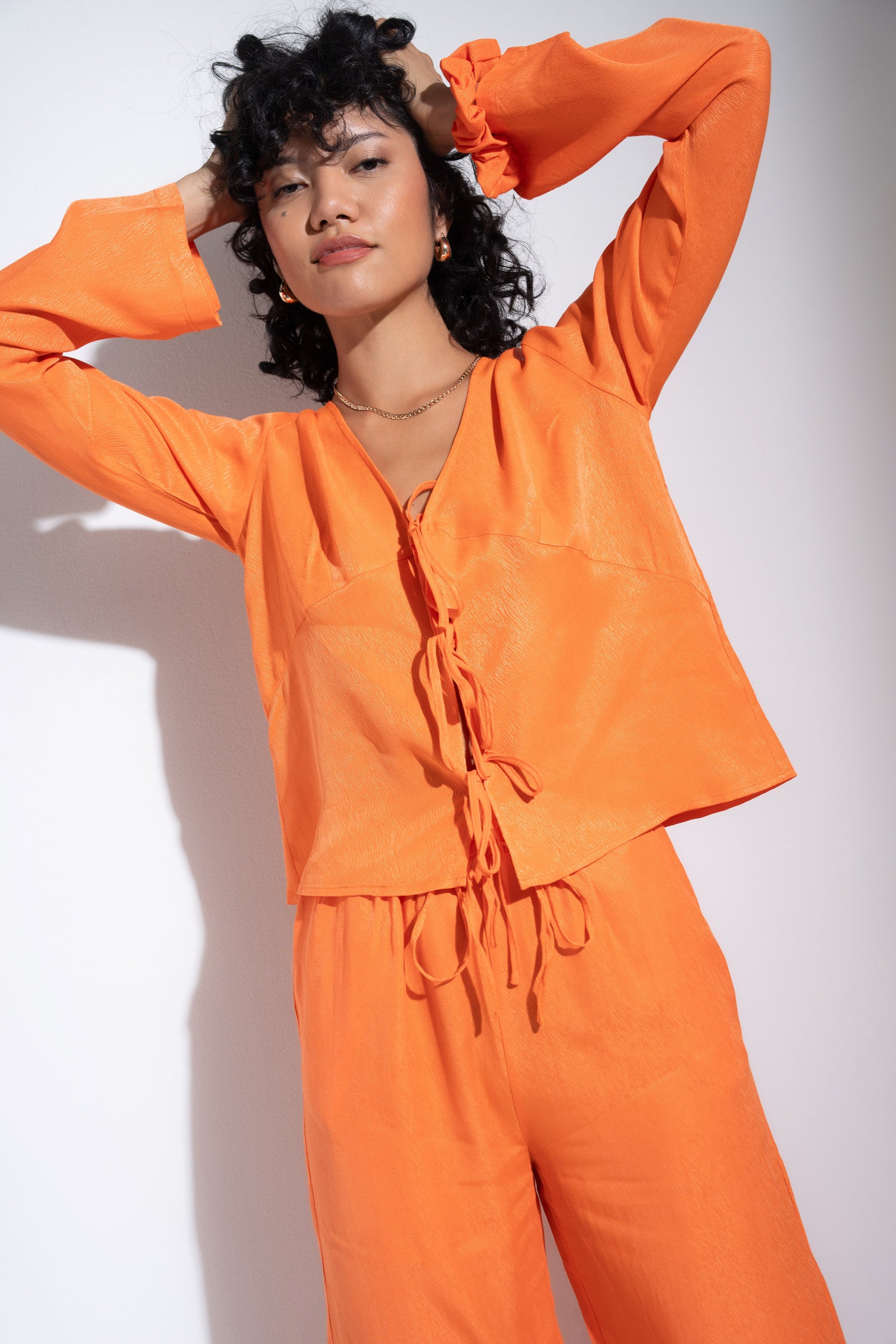 Be Idle - Tie Front Top - Tangerine -