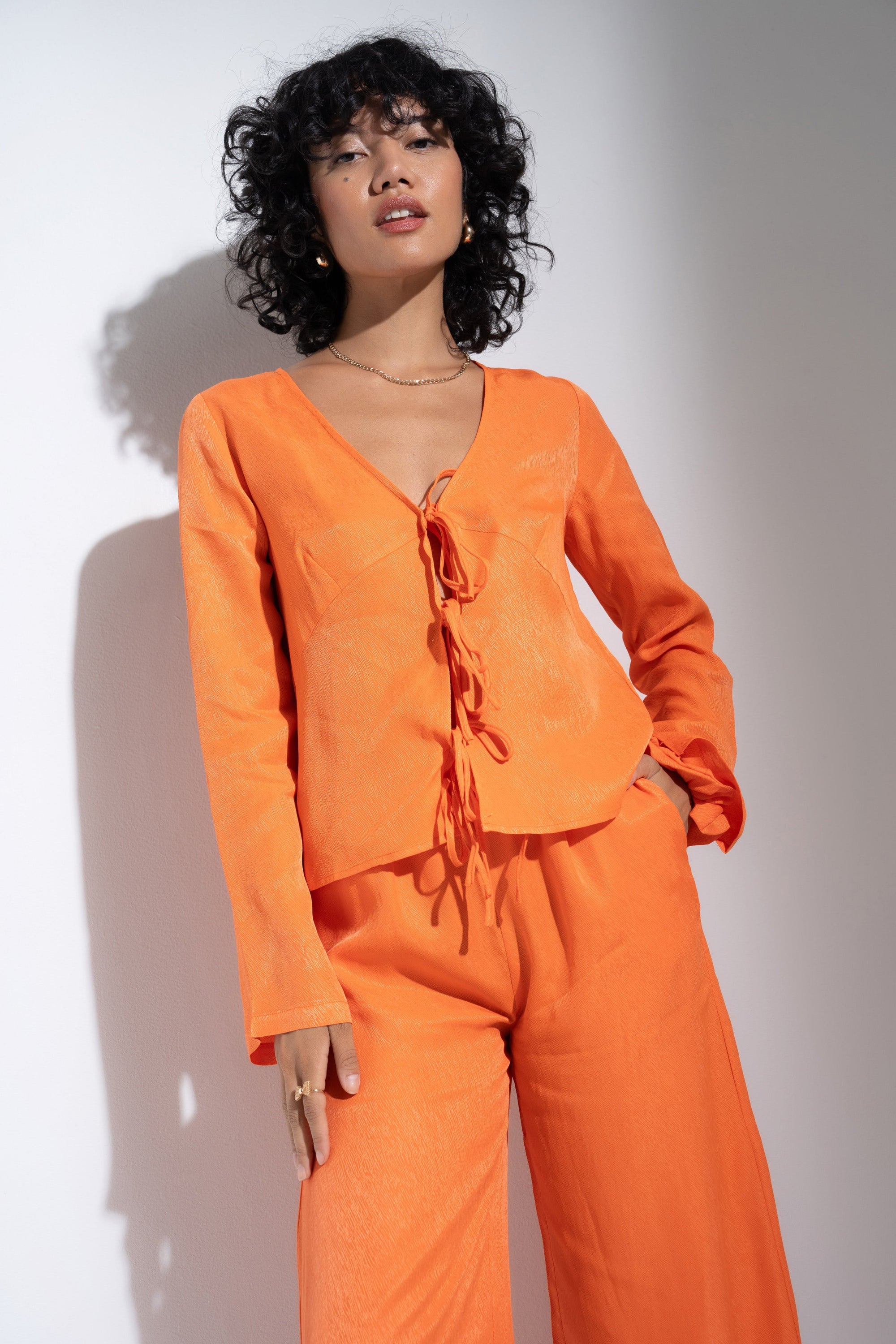 Be Idle - Tie Front Top - Tangerine -