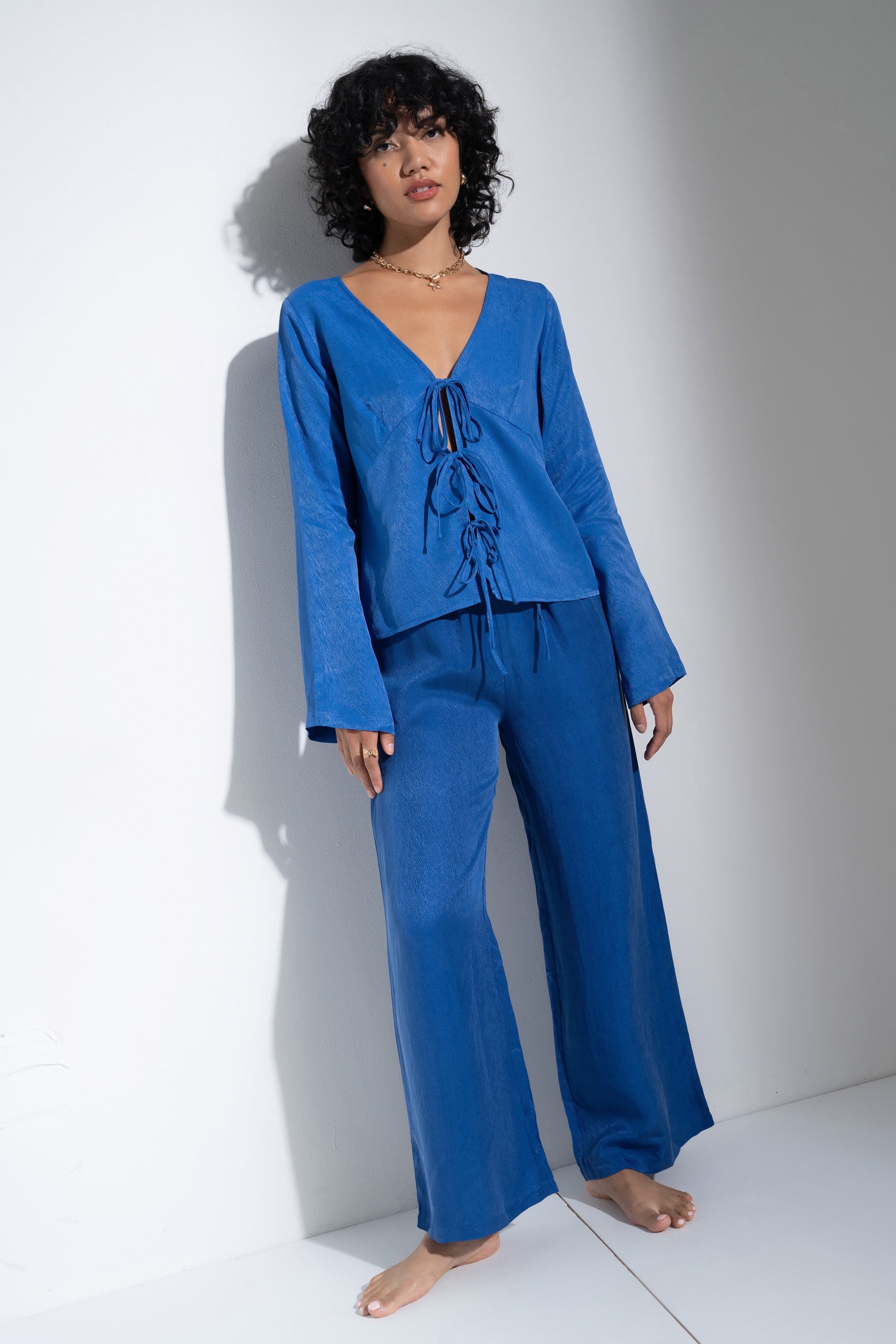 Be Idle - Tie Front Top - Cobalt -