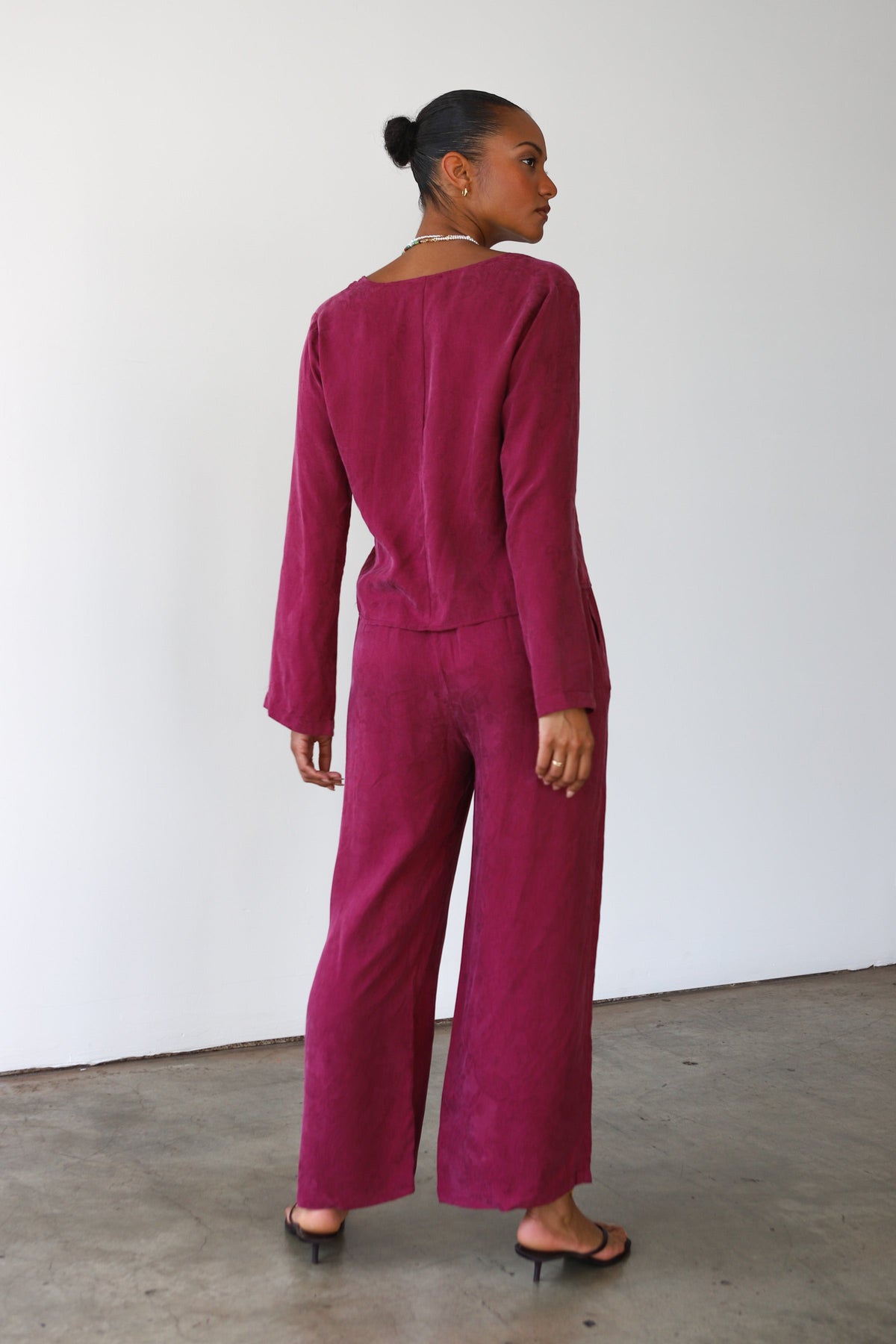 The Tie Front Top - Plum