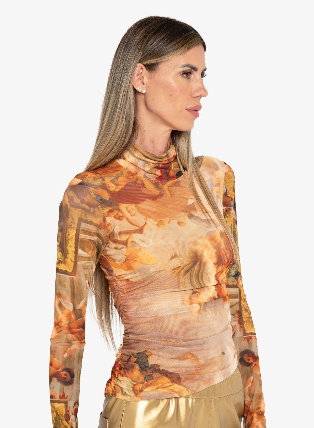 JBQ - Tyla Top - Printed Mesh Gold -