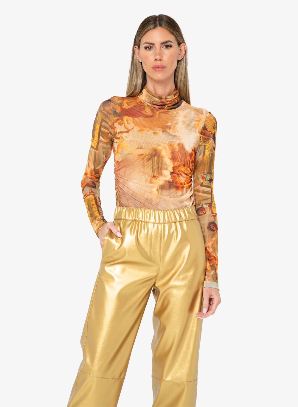 JBQ - Tyla Top - Printed Mesh Gold -