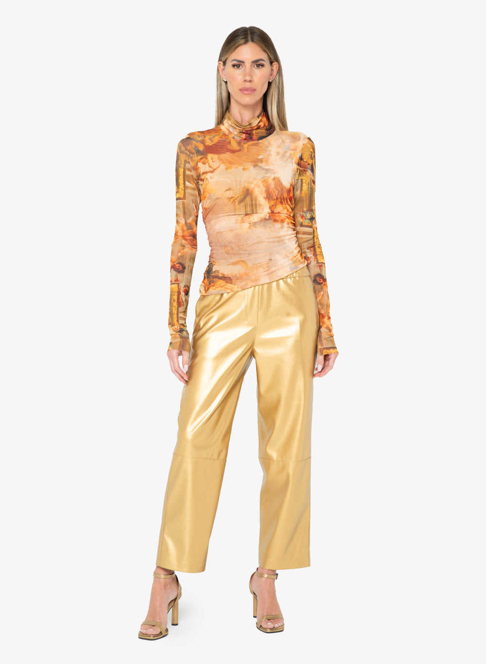 JBQ - Tyla Top - Printed Mesh Gold -