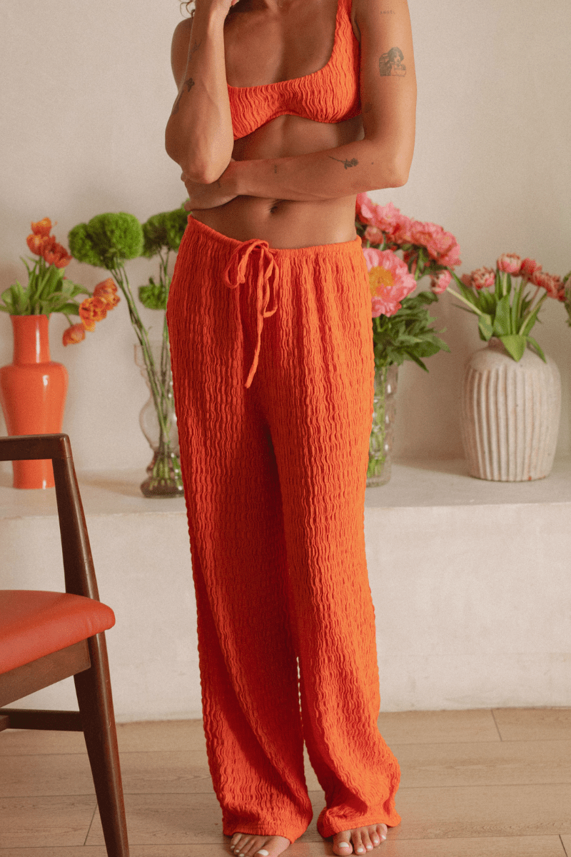 Montce - Tangerine Drawstring Wide Leg Pant -