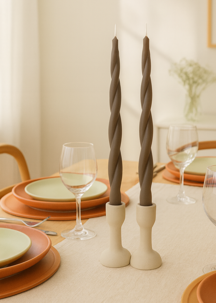 Creative Co. - Twisted Taper Candles - Brown -