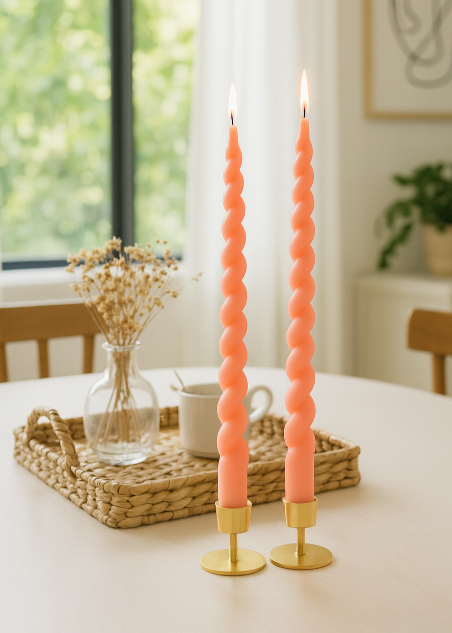 Creative Co. - Twisted Taper Candles - Pink -