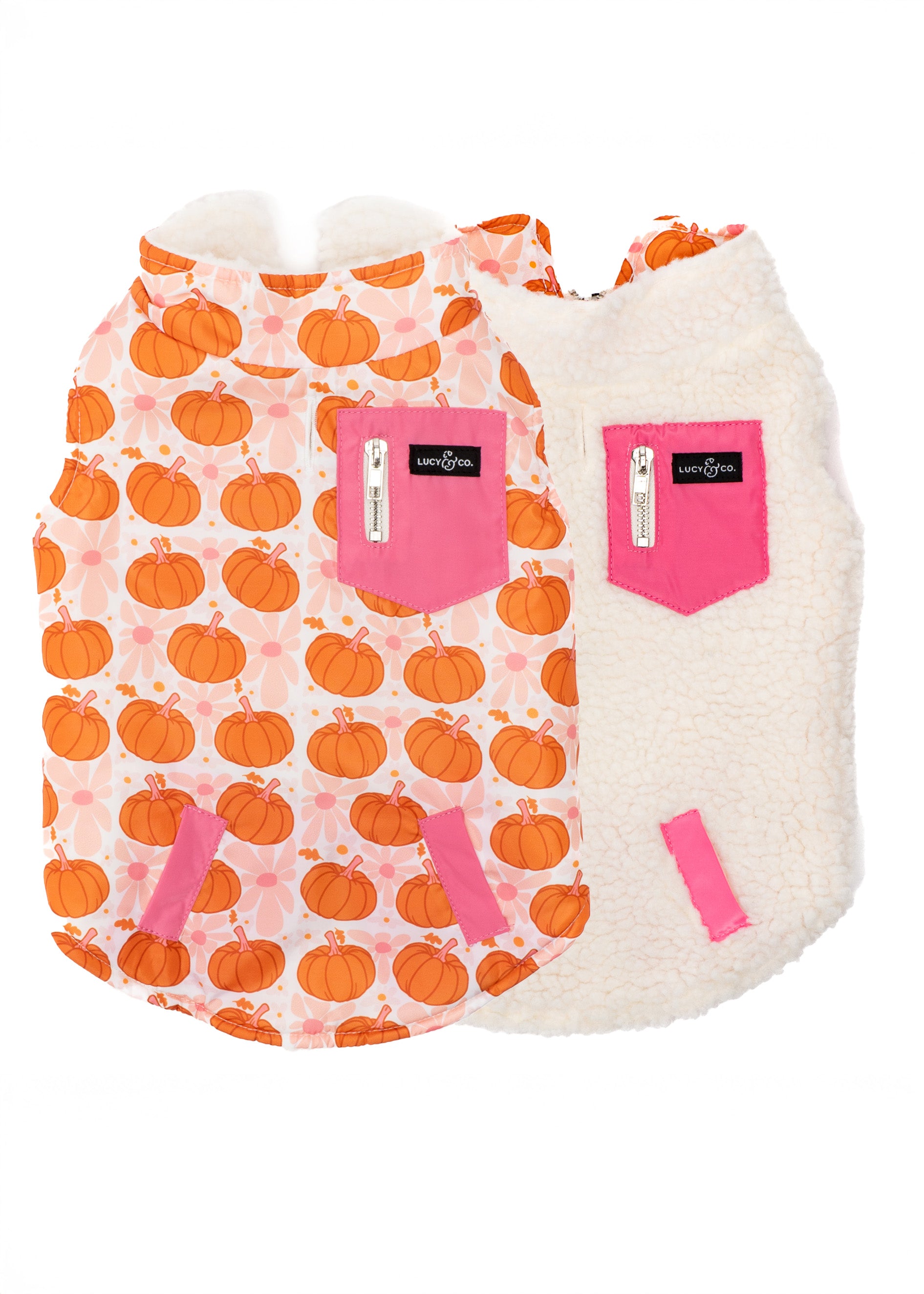 Lucy & Co. - Reversible Teddy Vest - Sugar & Pumpkin Spice -