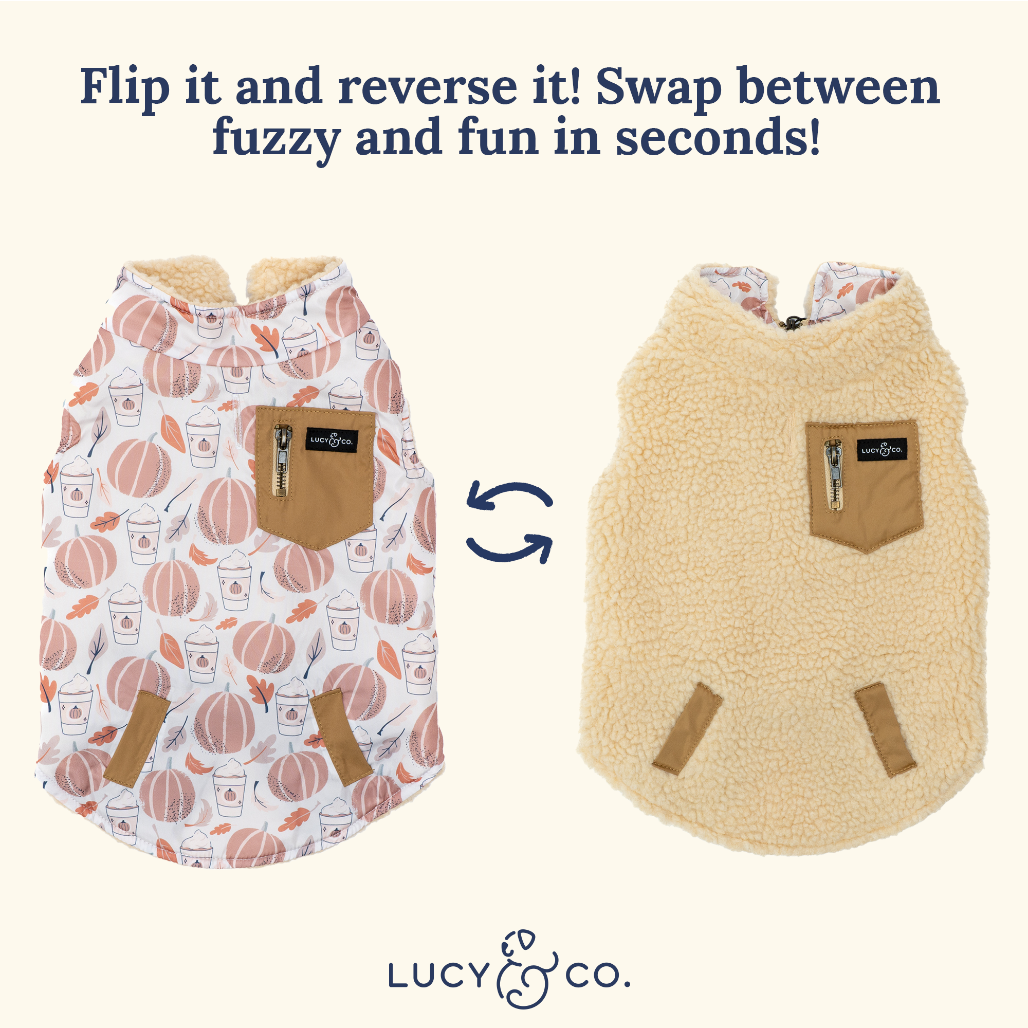 Lucy & Co. - Reversible Teddy Vest - Awesomely Autumn -