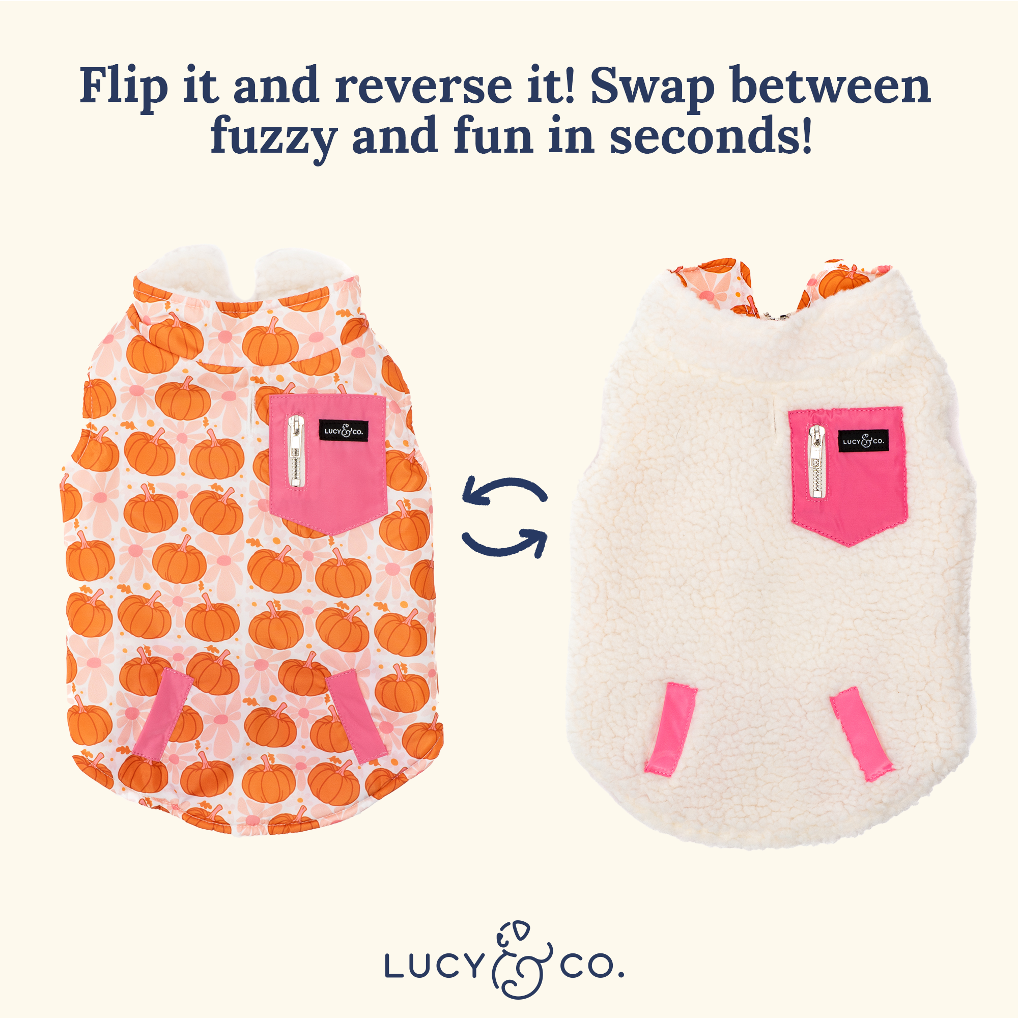 Lucy & Co. - Reversible Teddy Vest - Sugar & Pumpkin Spice -