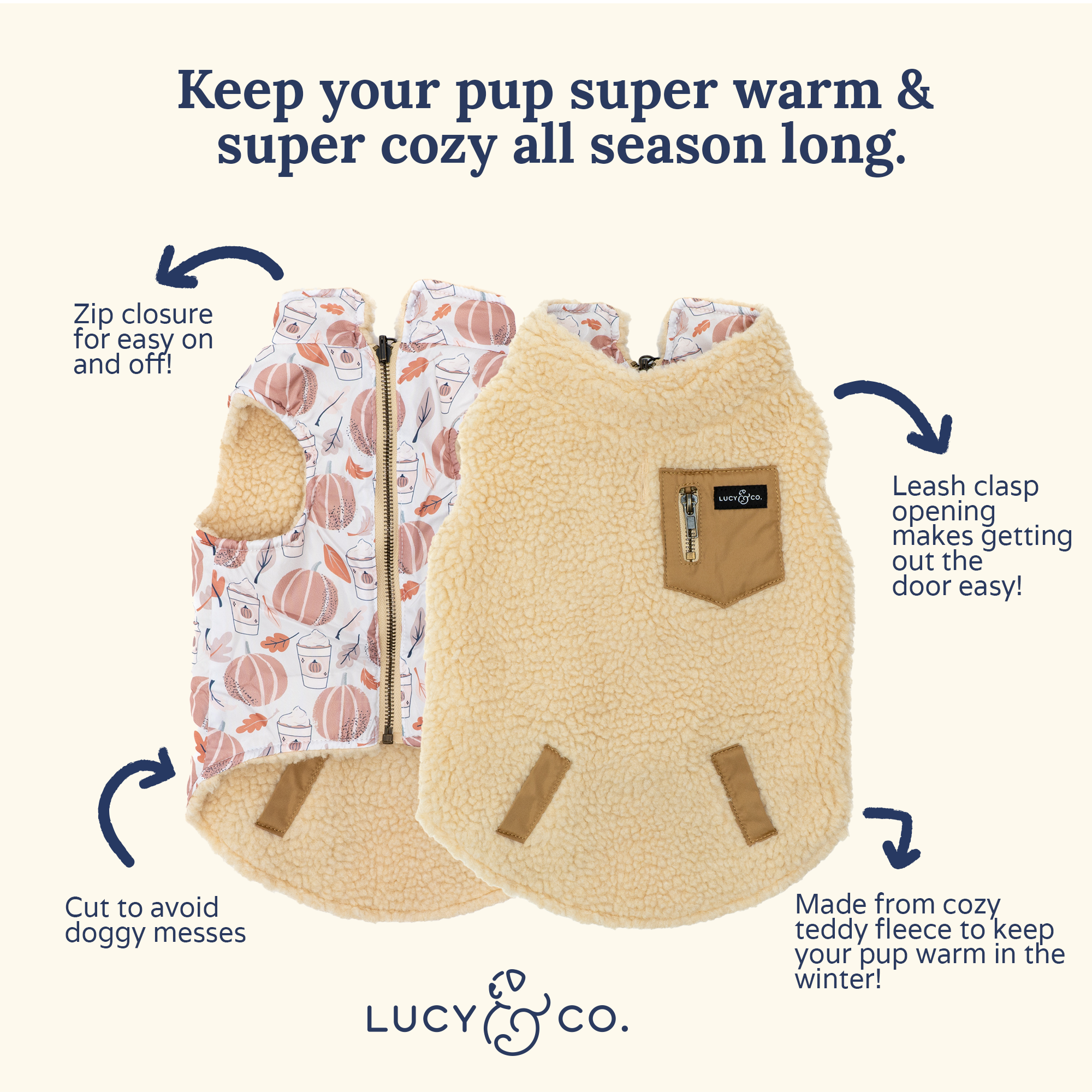 Lucy & Co. - Reversible Teddy Vest - Awesomely Autumn -