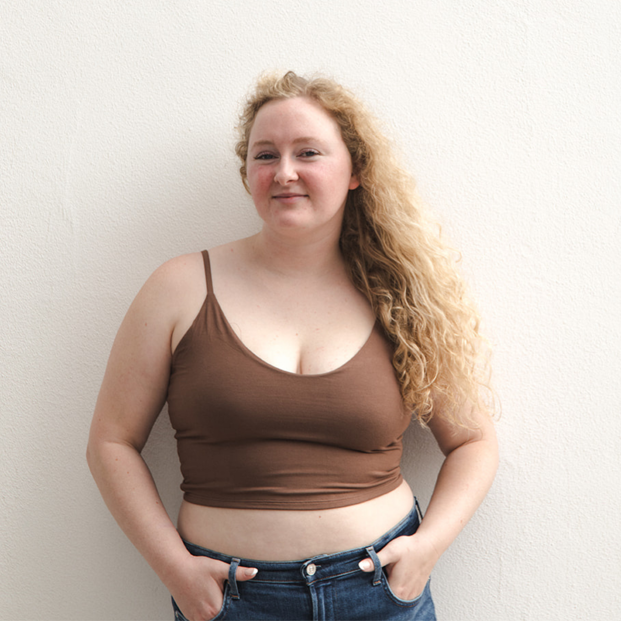 Boob-eez - The Kyla Double Layer Crop Tank - Dark Nude -