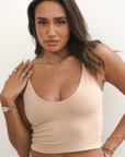 Boob-eez - The Kyla Double Layer Crop Tank - Light Nude -