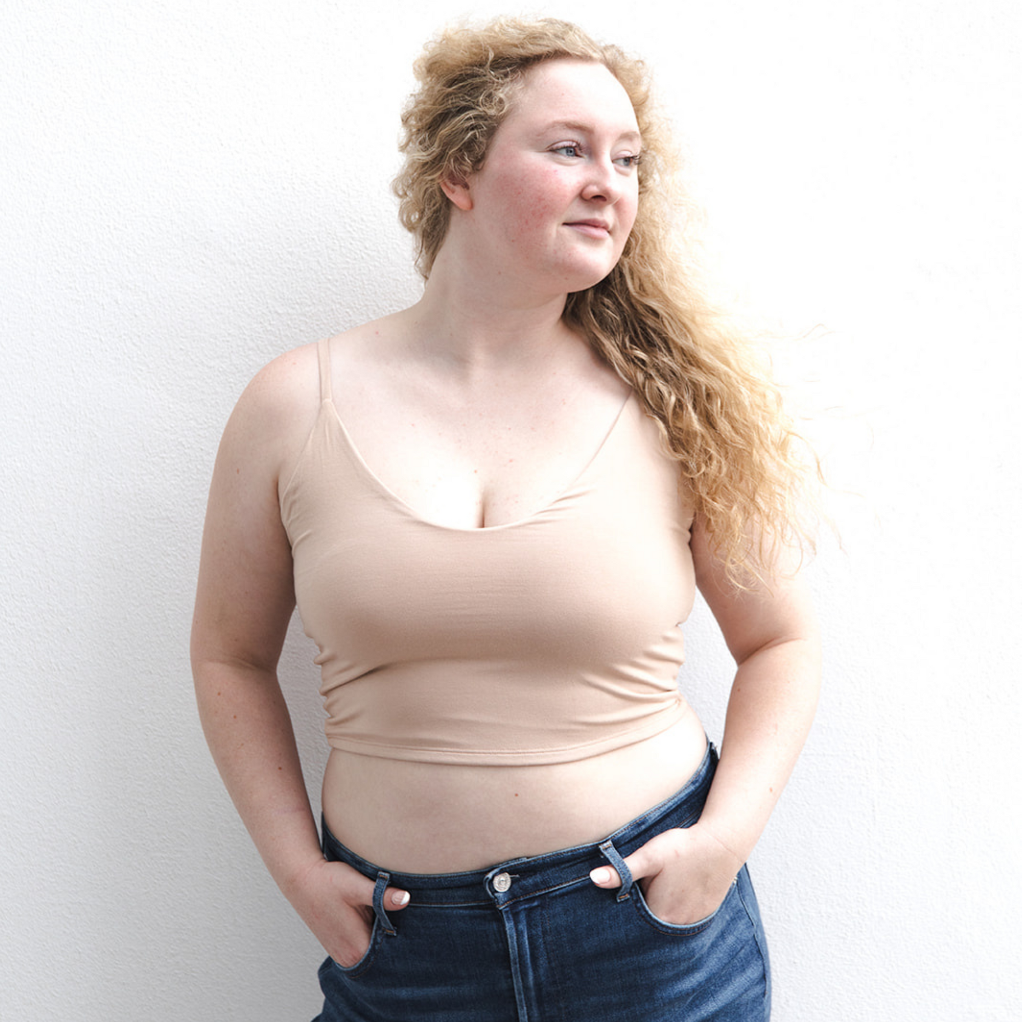Boob-eez - The Kyla Double Layer Crop Tank - Light Nude -
