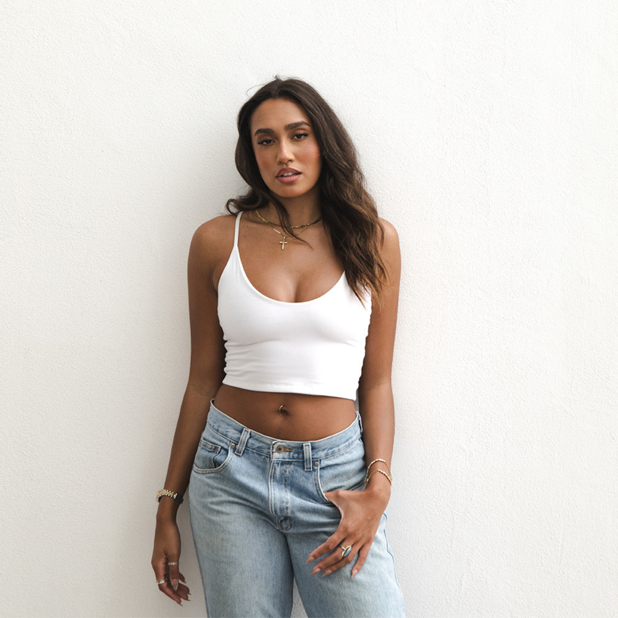 Boob-eez - The Kyla Double Layer Crop Tank - White -