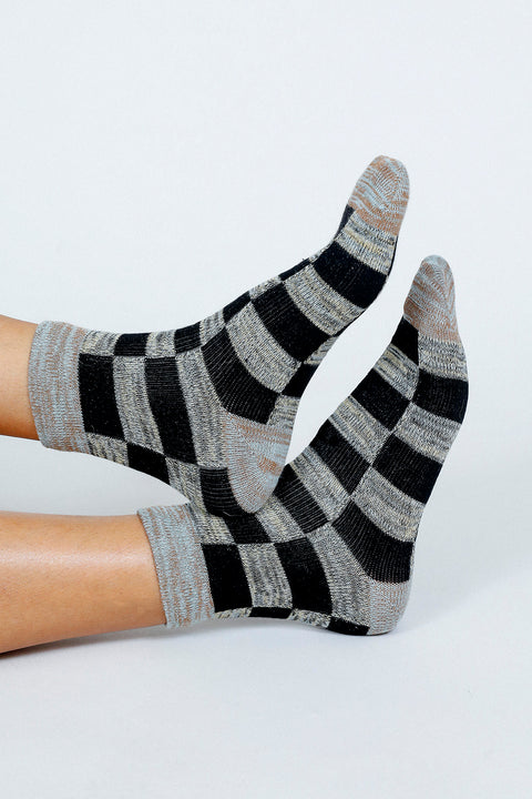 Tailored Union - Boxy Checkered Ankle Sock - Taxi Blues -