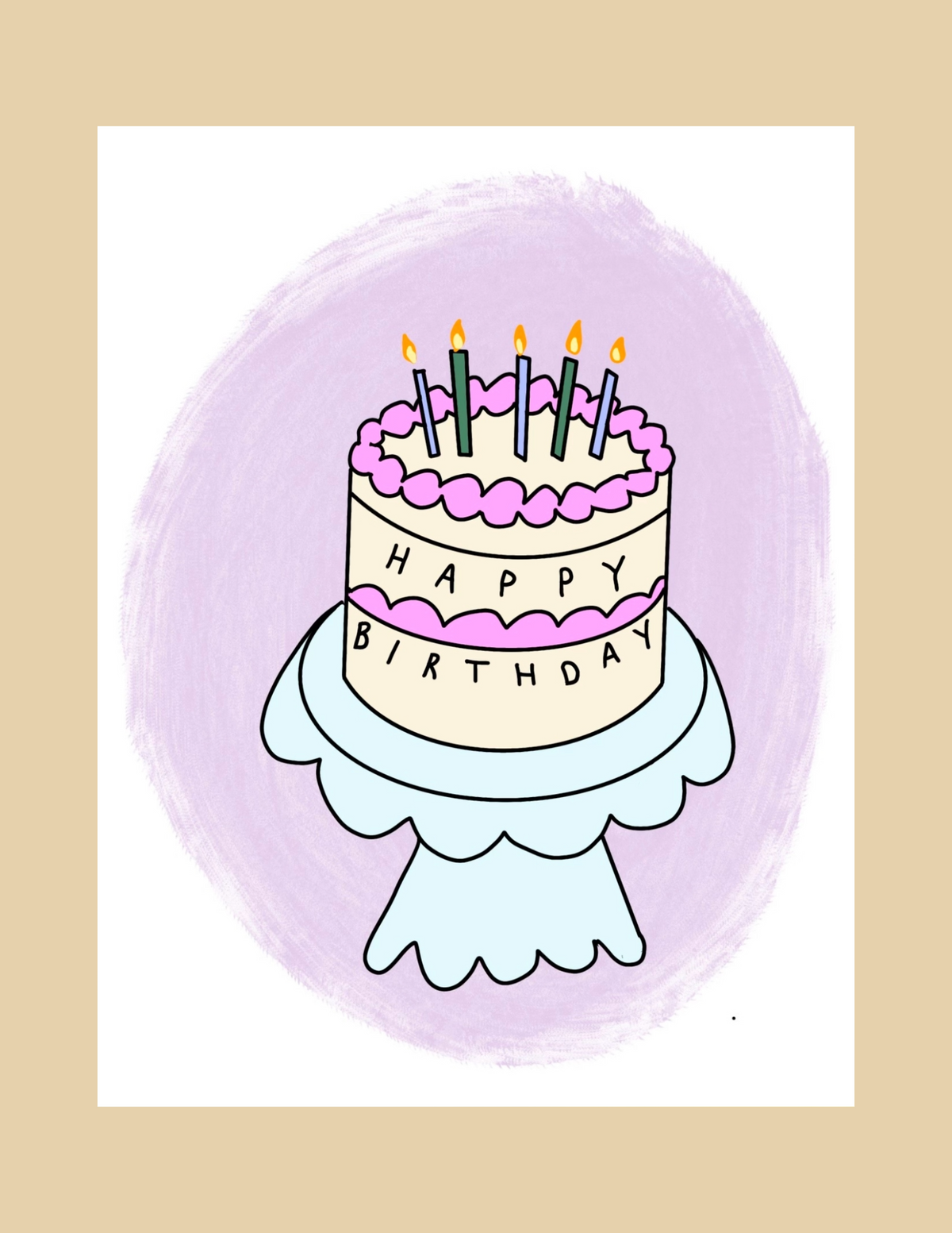 Nice Paper - Greeting Card - Happy Birthday Cake -