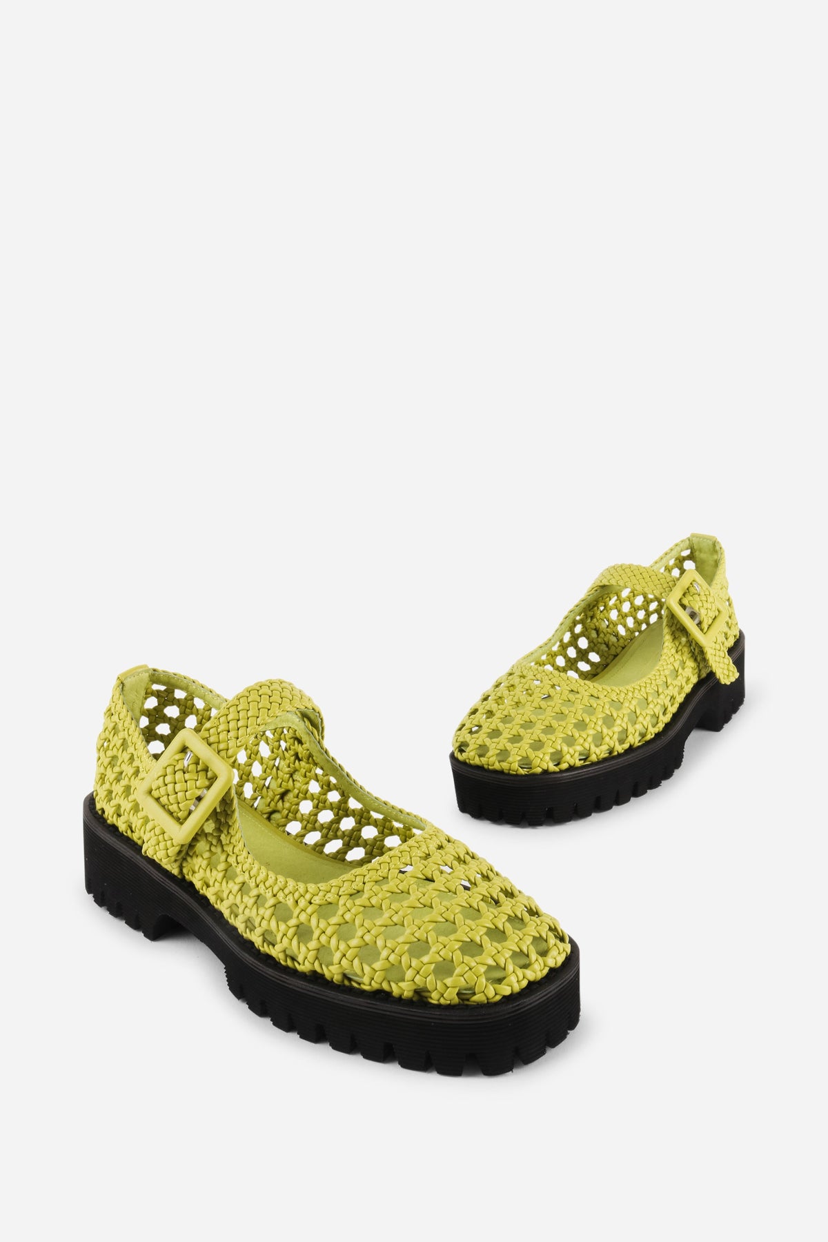 Intentionally Blank - Veronique Woven Mary Jane Flat - AVOCADO SYNTHETIC