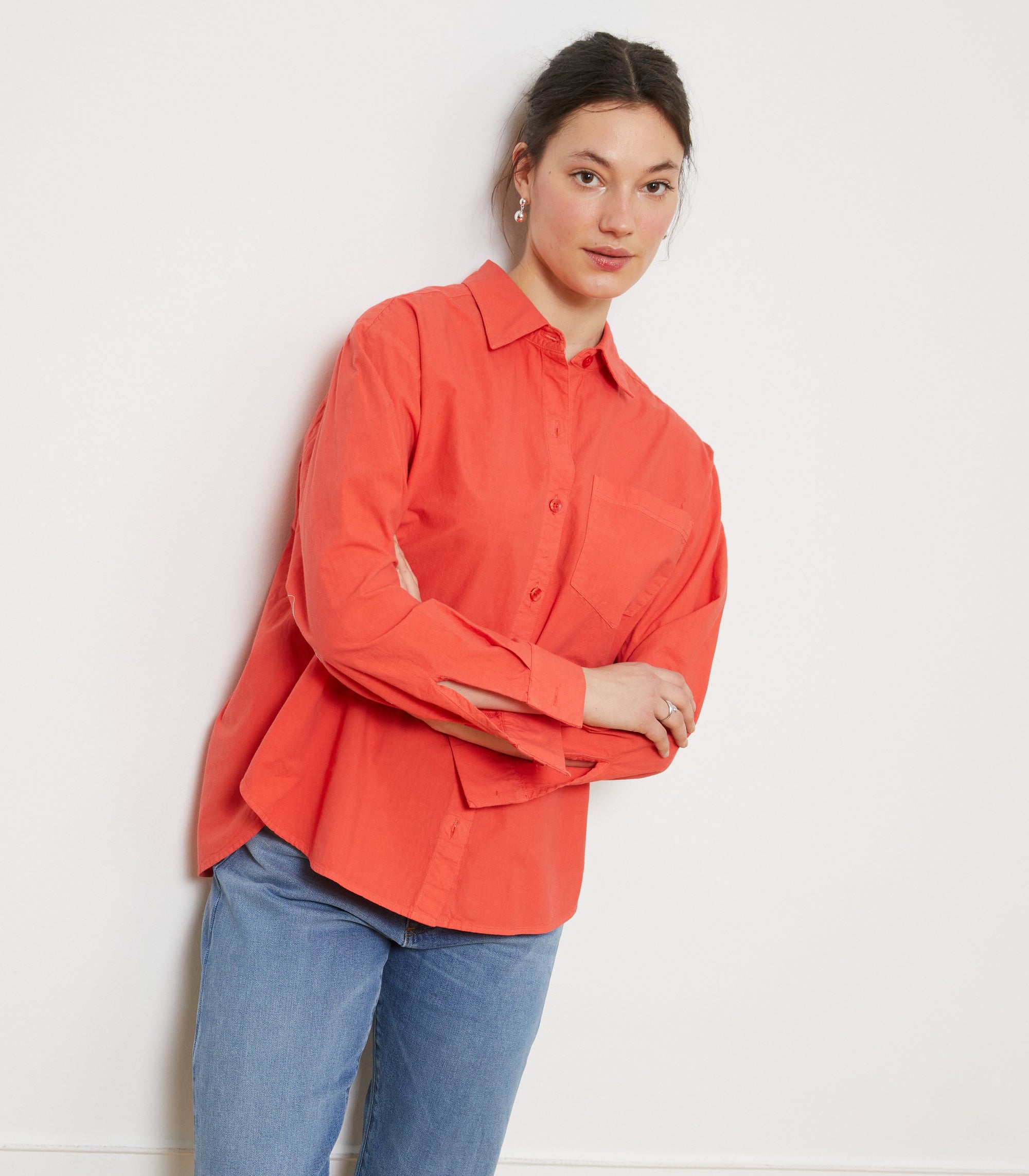 Loup - Diana Relaxed Button Up Shirt - Vermilion -