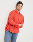 Diana Relaxed Button Up Shirt - Vermilion