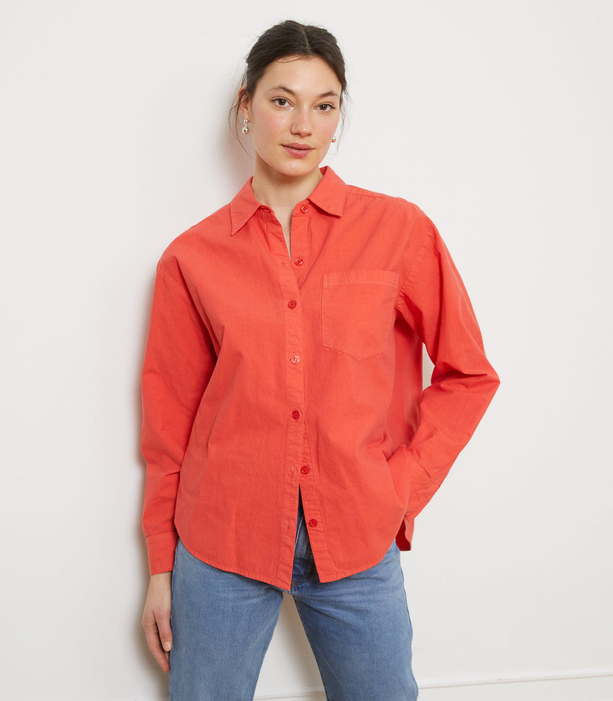 Loup - Diana Relaxed Button Up Shirt - Vermilion -
