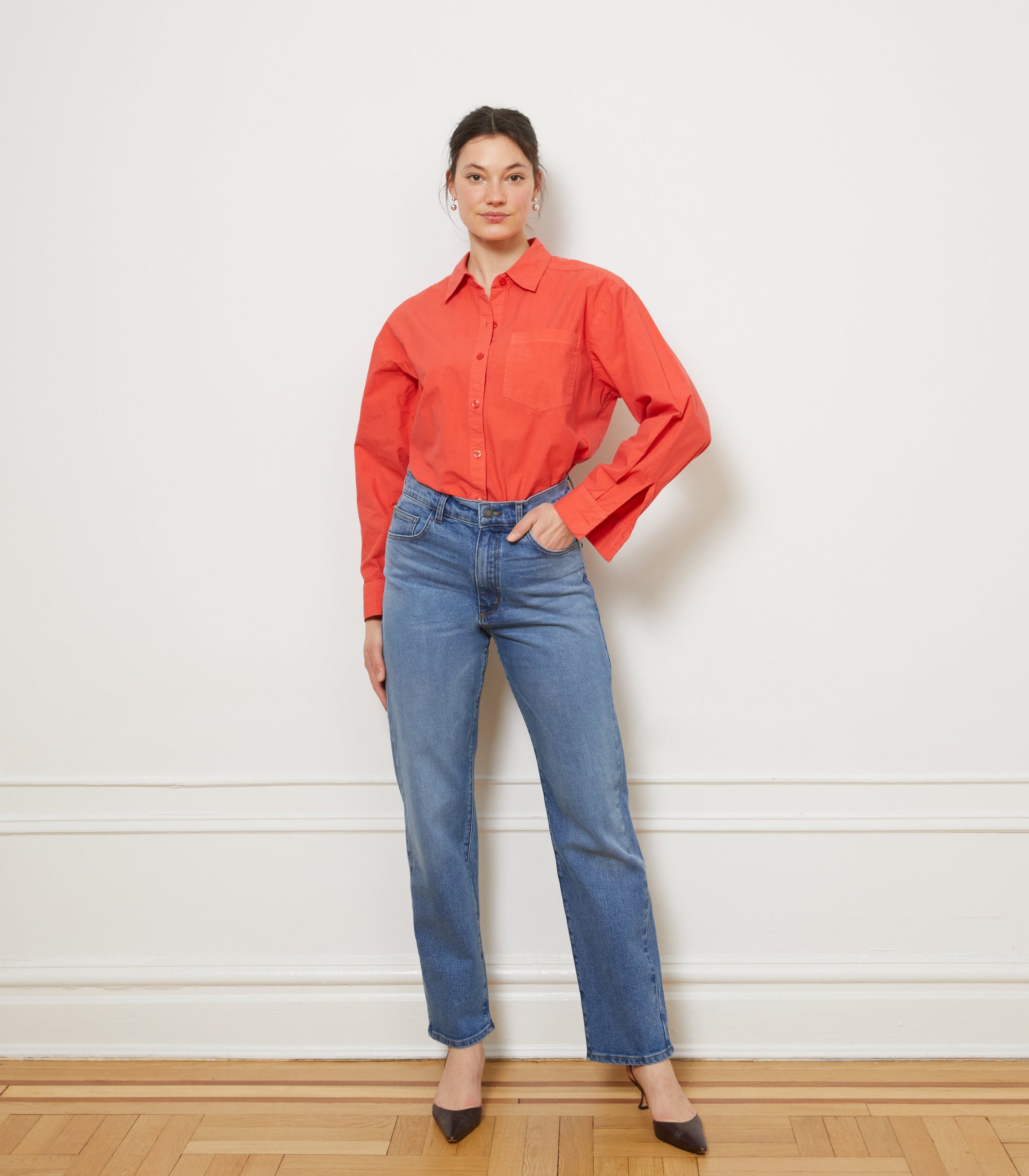 Loup - Diana Relaxed Button Up Shirt - Vermilion -