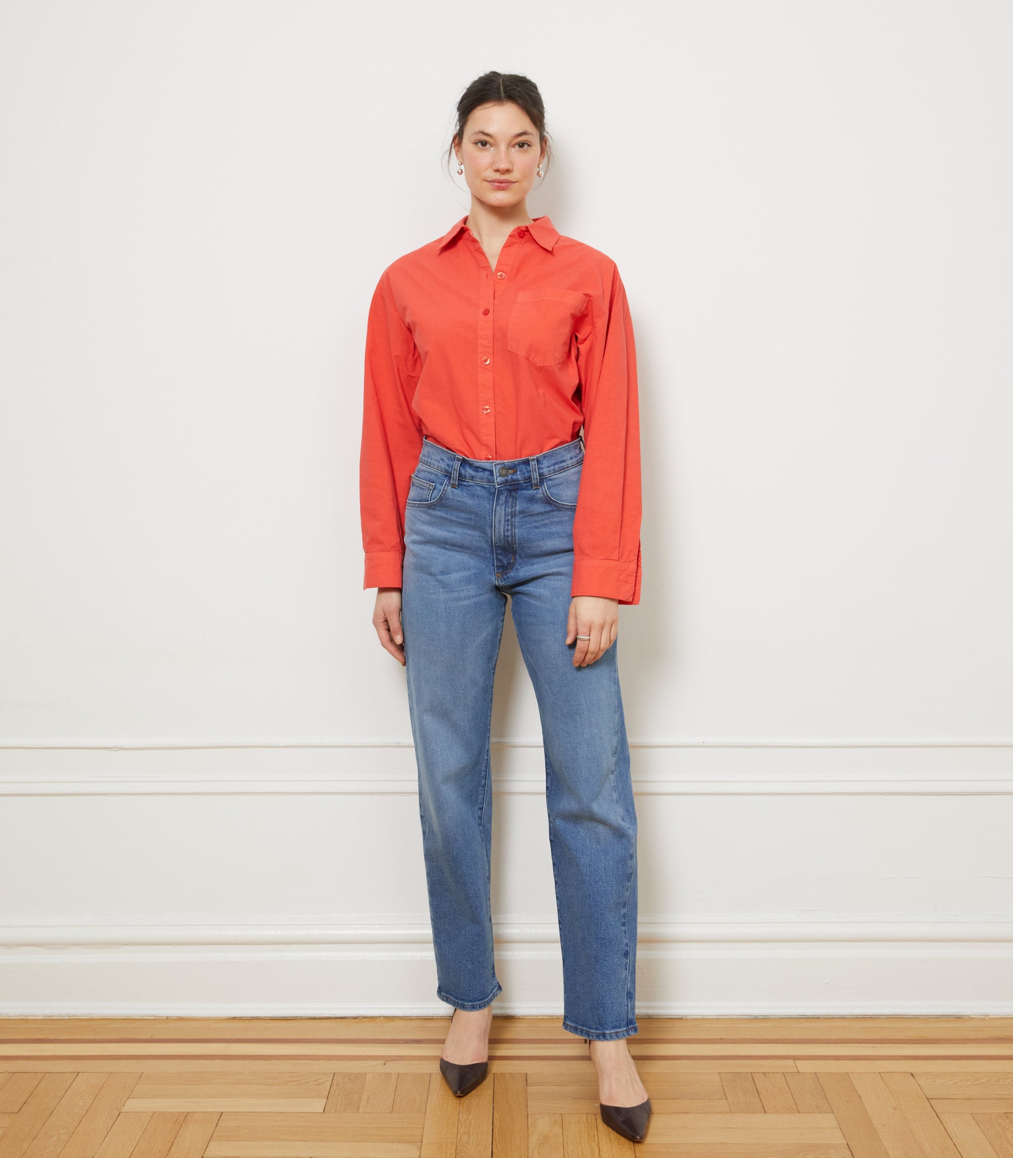 Loup - Diana Relaxed Button Up Shirt - Vermilion -