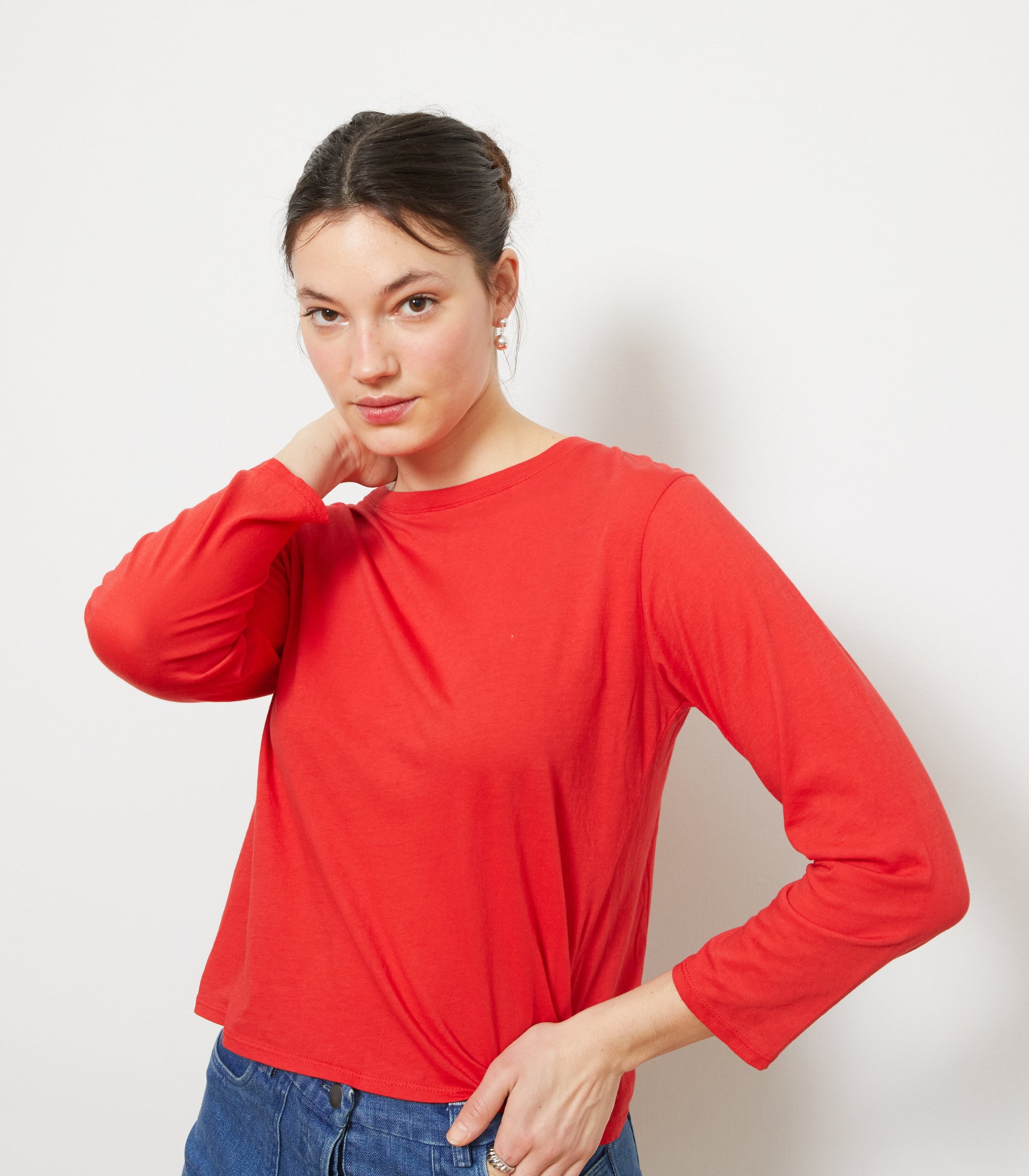 Loup - Penny Washed Long Sleeve Tee - Vermilion -