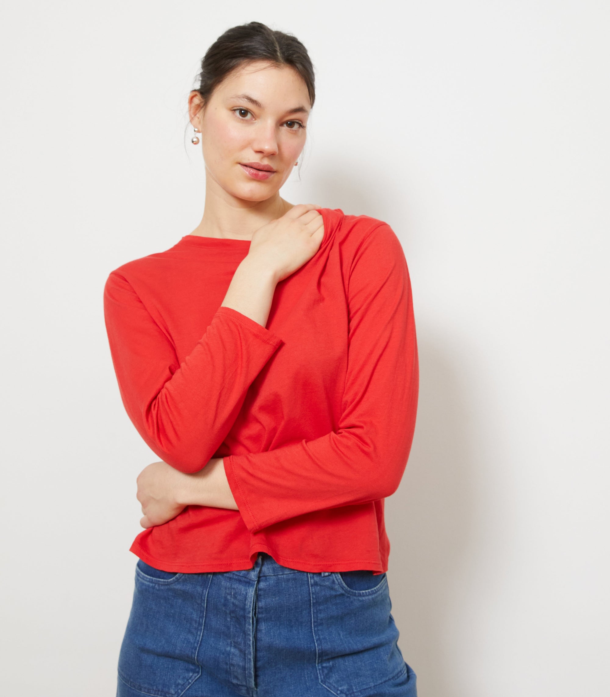 Loup - Penny Washed Long Sleeve Tee - Vermilion -