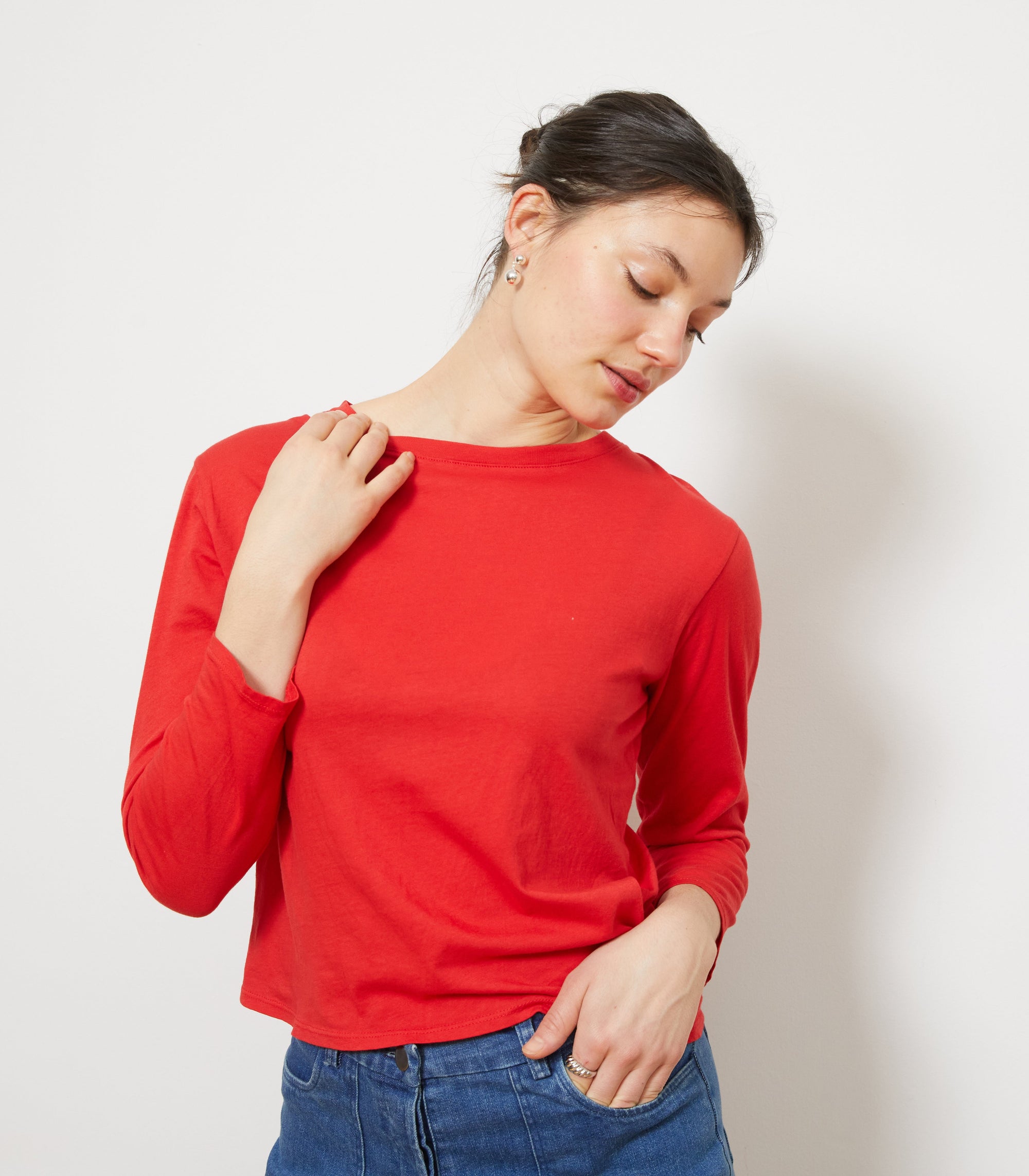 Loup - Penny Washed Long Sleeve Tee - Vermilion -