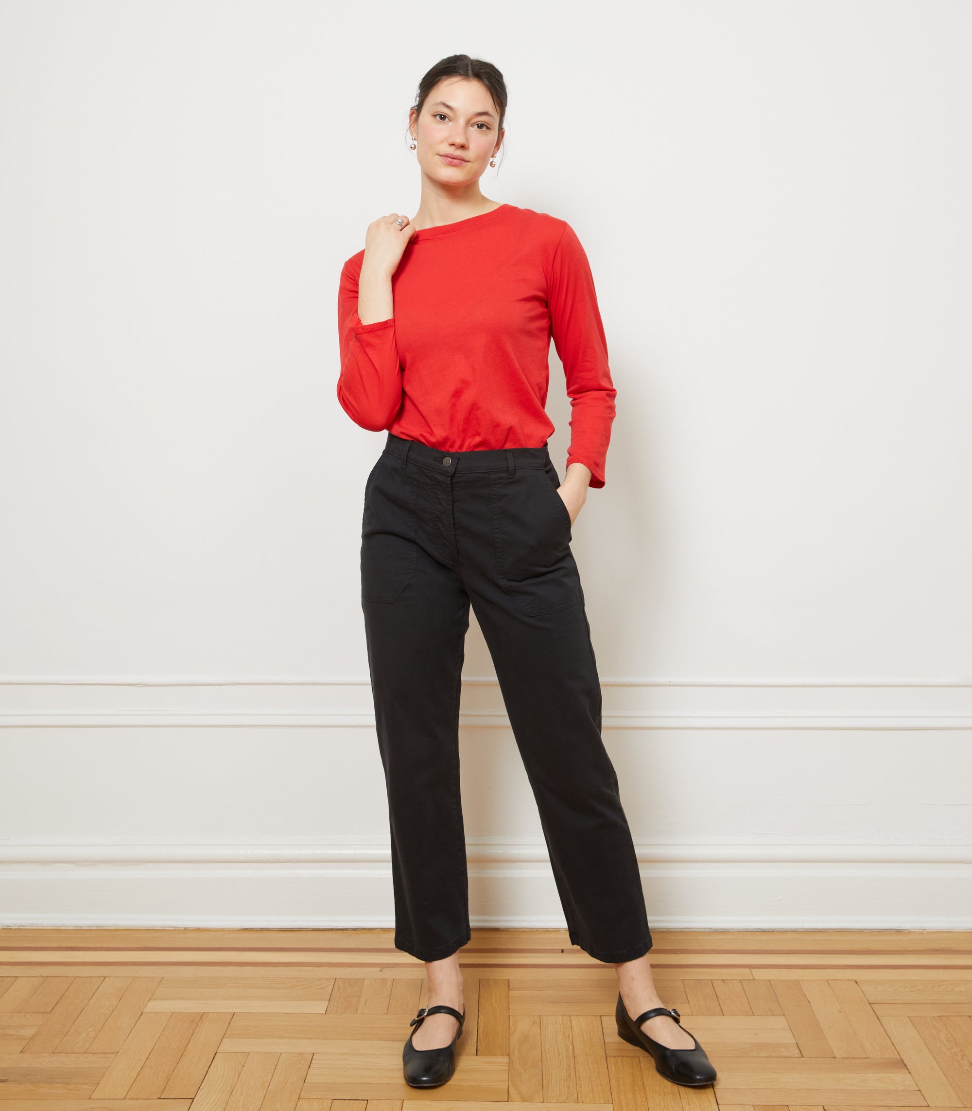 Loup - Penny Washed Long Sleeve Tee - Vermilion -
