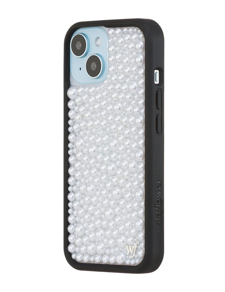 Wildflower iPhone case 15 Pearl White Cute
