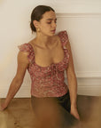 Whimsy & Row - Nina Top in Rhubarb Floral -