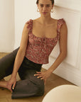 Whimsy & Row - Nina Top in Rhubarb Floral -