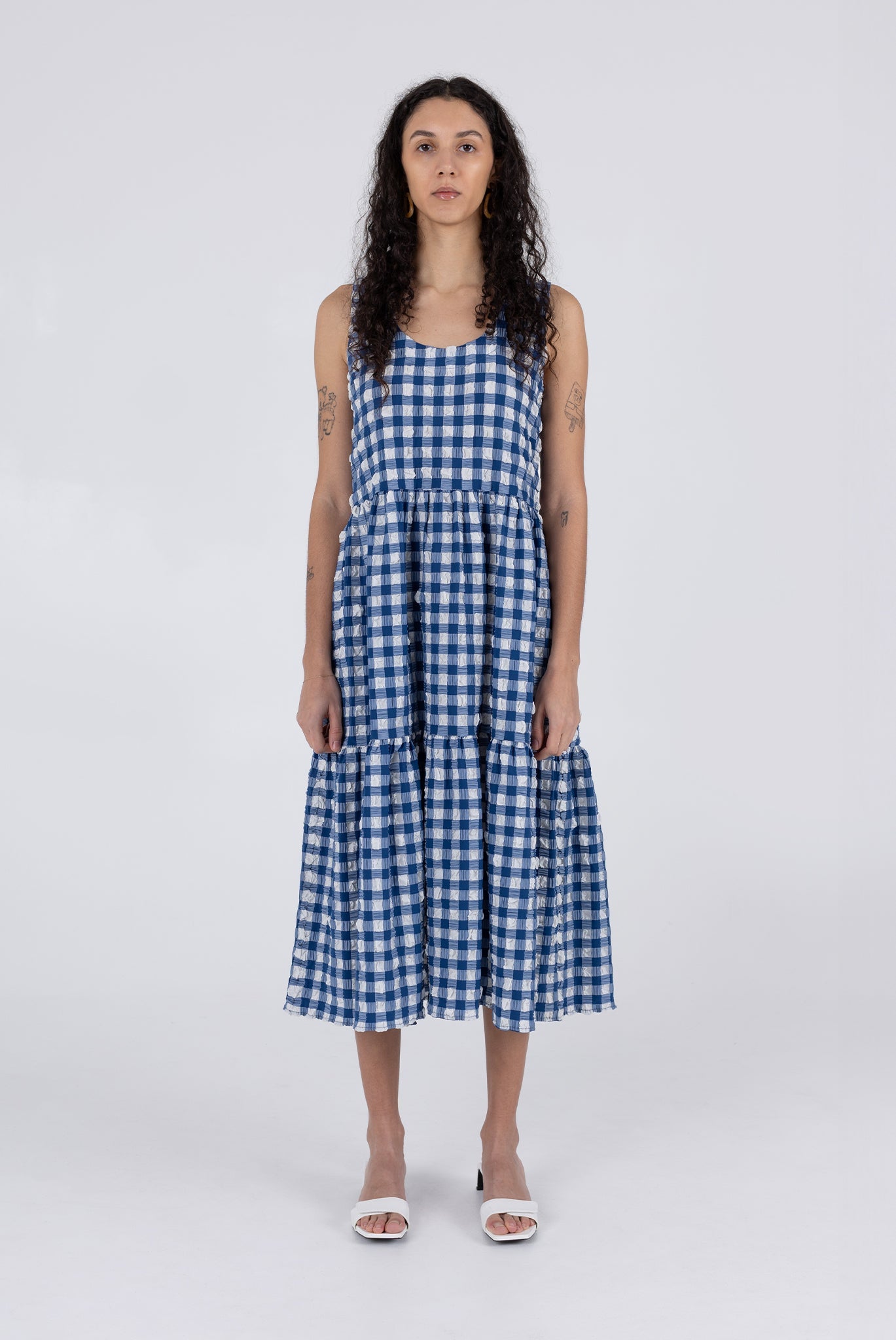 WRAY - Austin Dress - Navy Check -