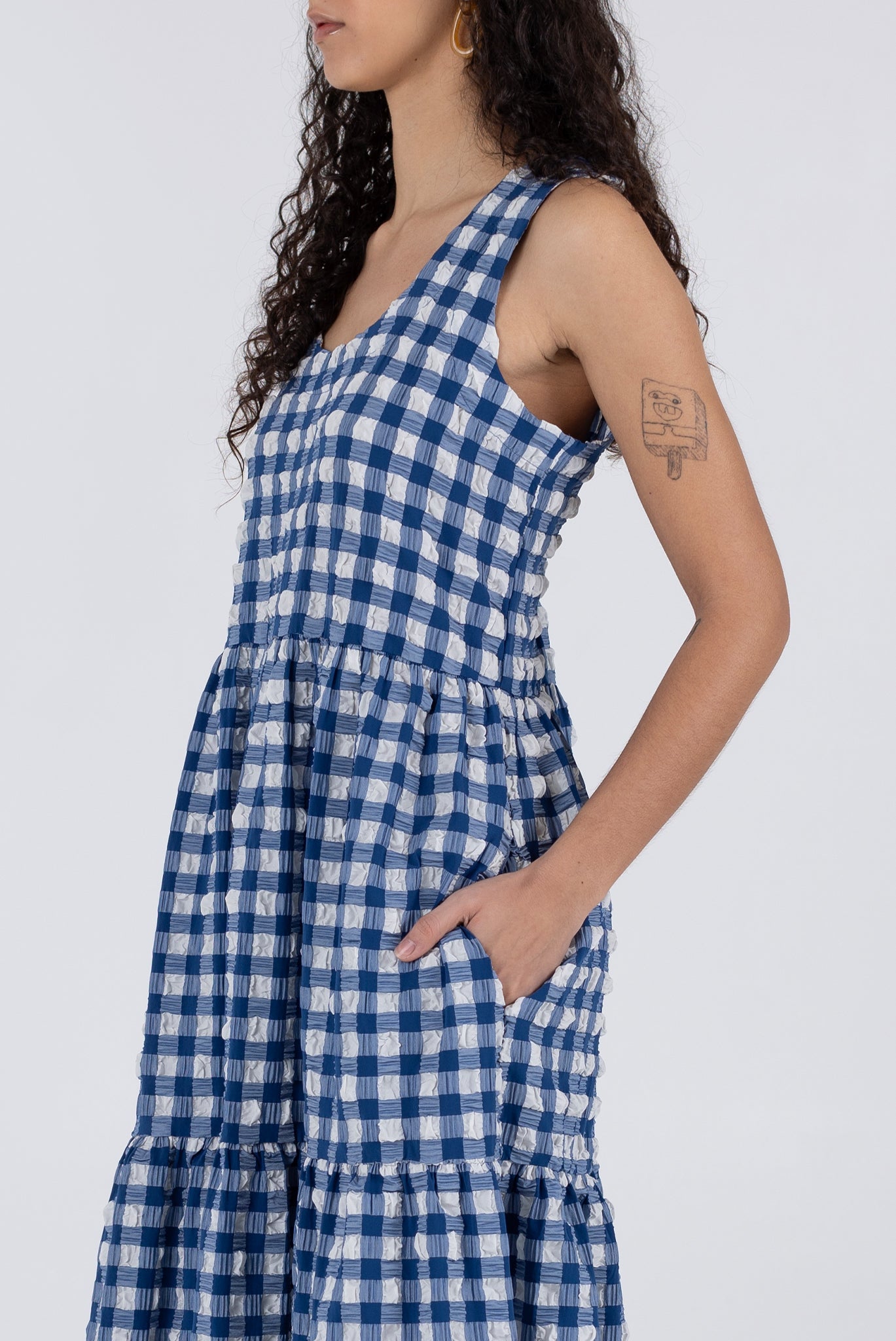 WRAY - Austin Dress - Navy Check -