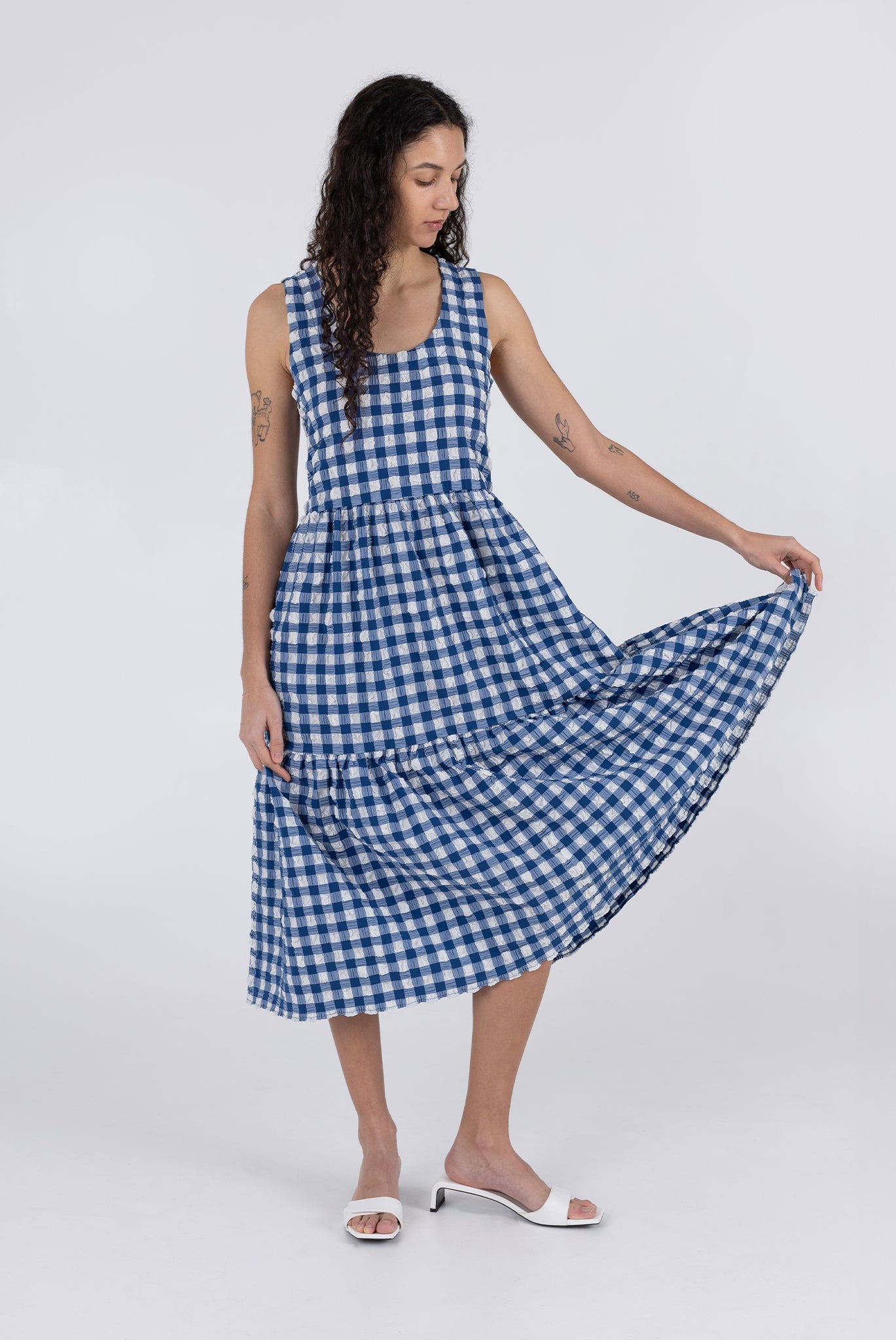 WRAY - Austin Dress - Navy Check -
